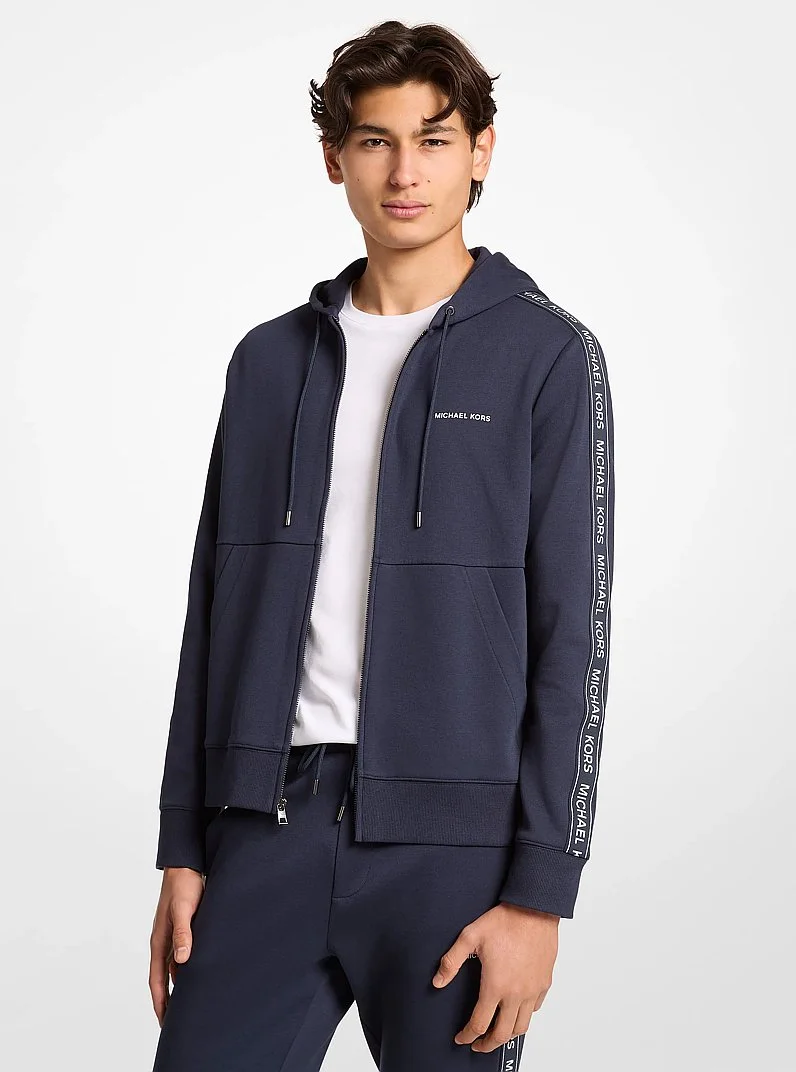 Logo Tape Cotton Blend Zip-Up Hoodie - 1