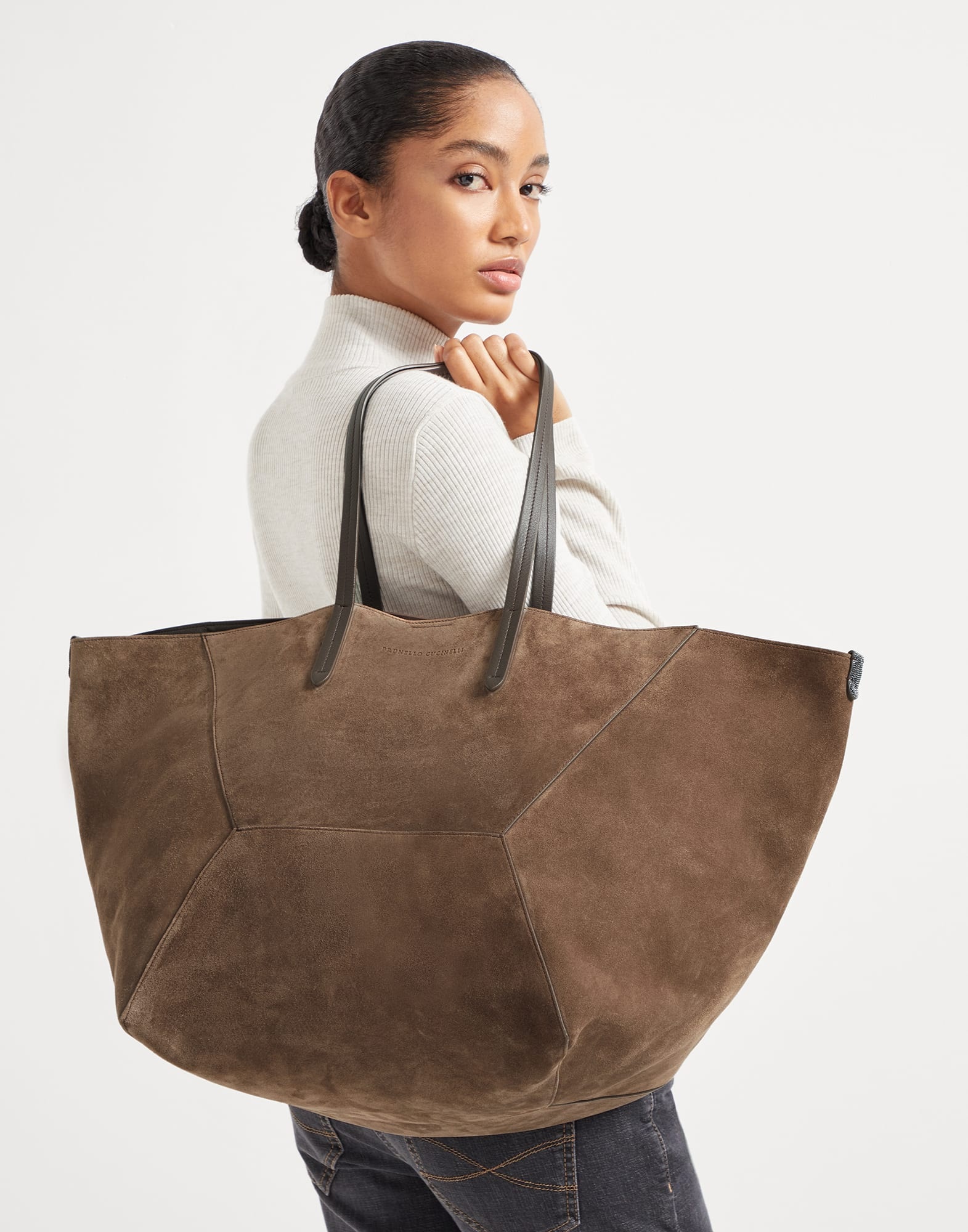 BC Duo large bag in suede with monili - 4