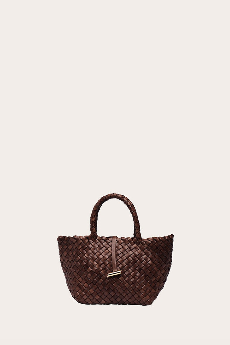 MINI LEATHER BASKET DARK BROWN 1