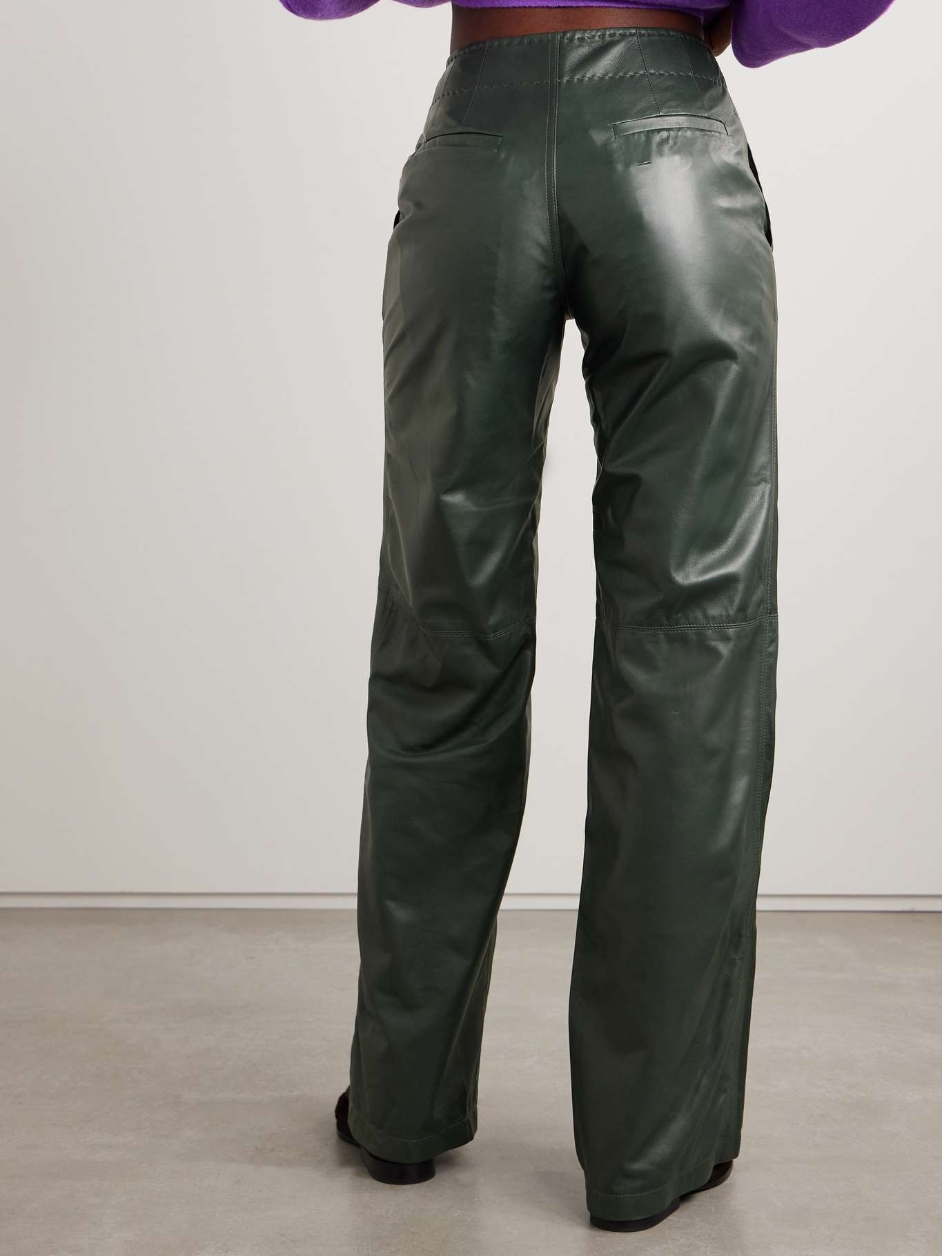 Lotti paneled leather wide-leg pants - 4