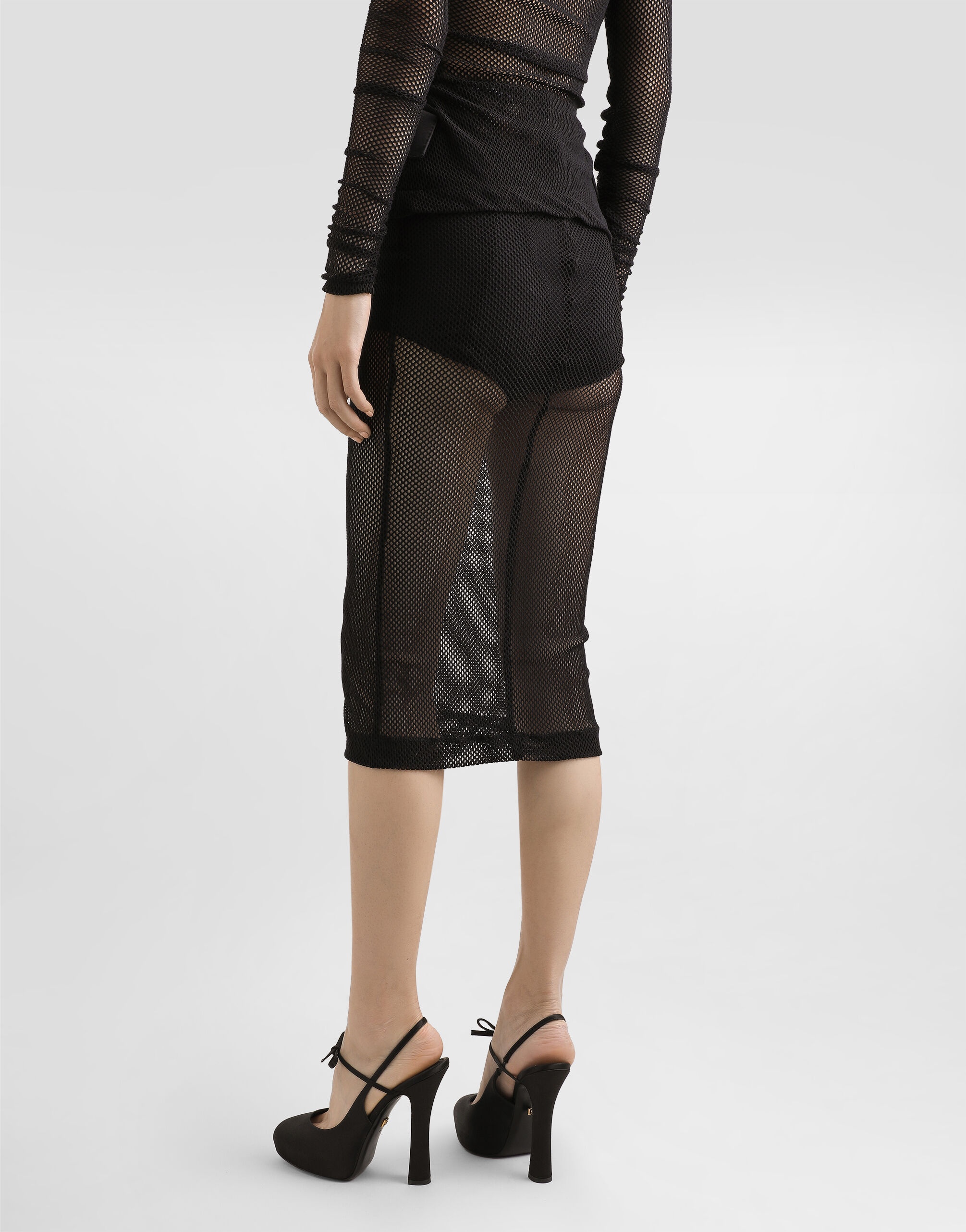 Mesh calf-length skirt - 4