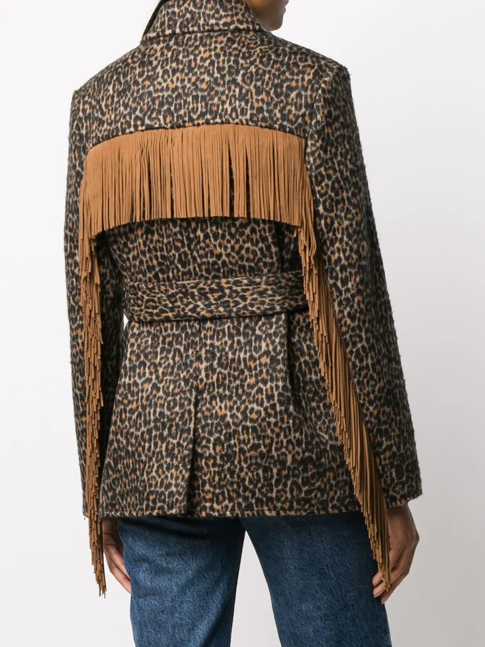 leopard print tasselled jacket - 4