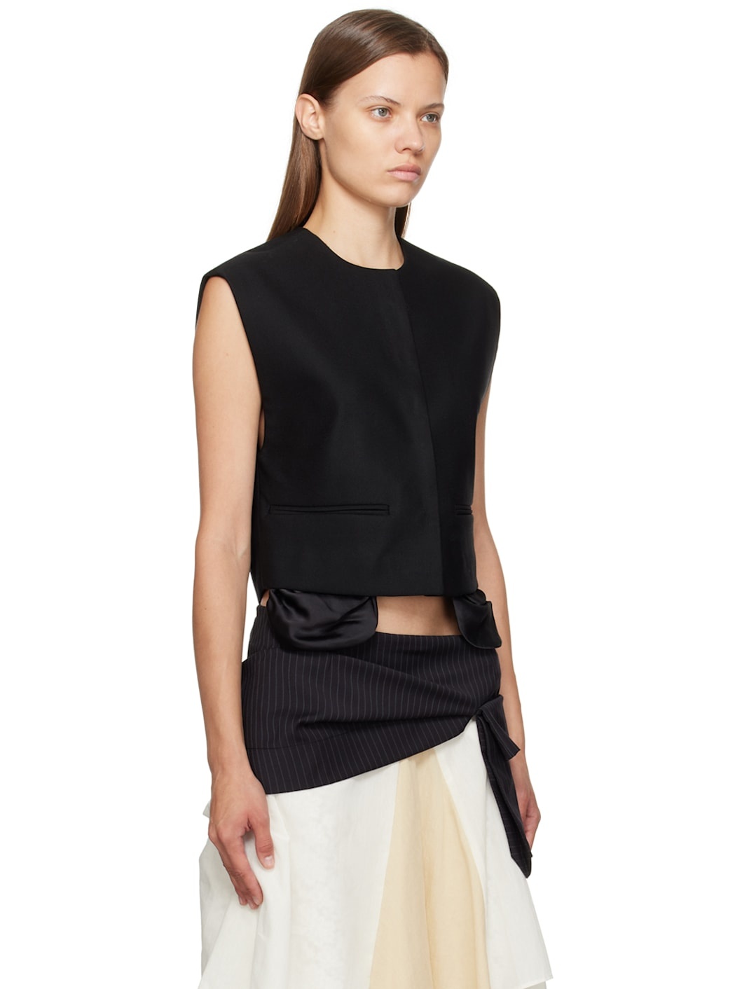 Black Exposed Pocket Vest - 2
