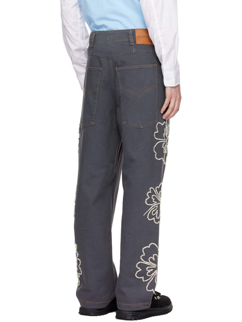 Gray Embroidered Jeans 3