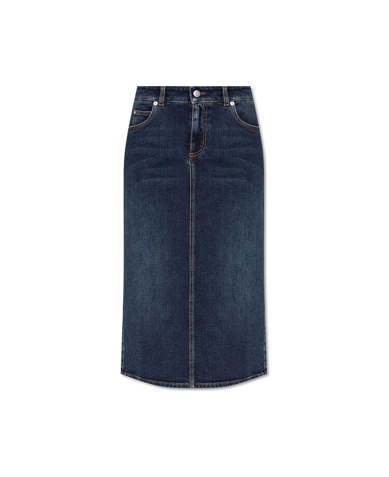 Log Patch Denim Midi Skirt - 1