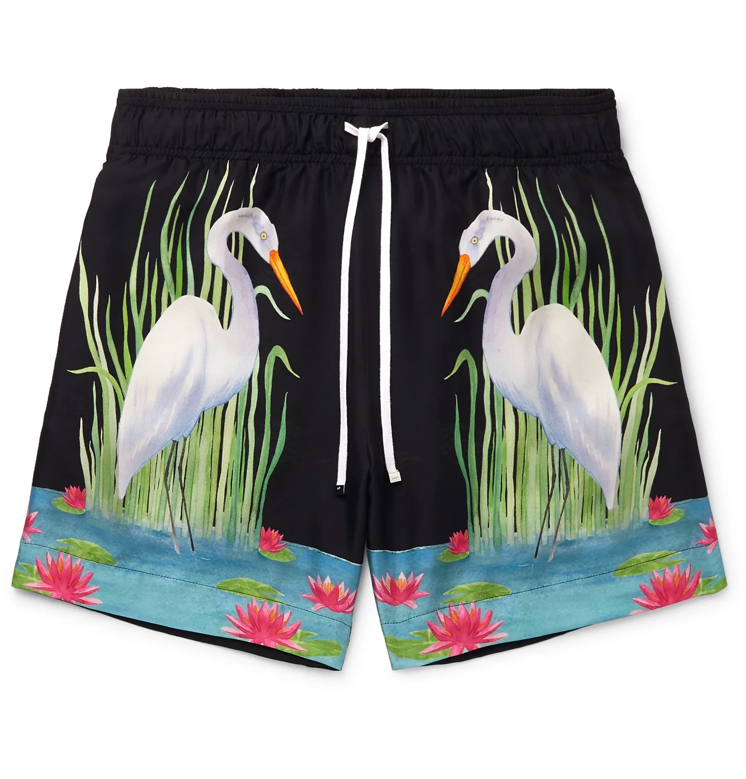 Printed Silk-Twill Drawstring Shorts - 1