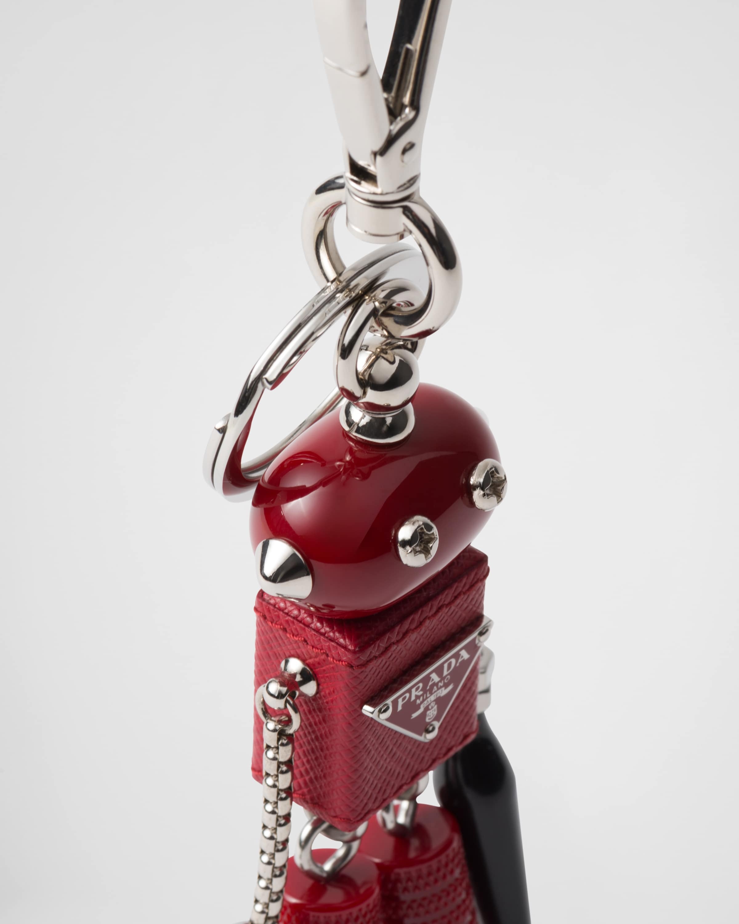 Saffiano leather robot trick keychain - 2
