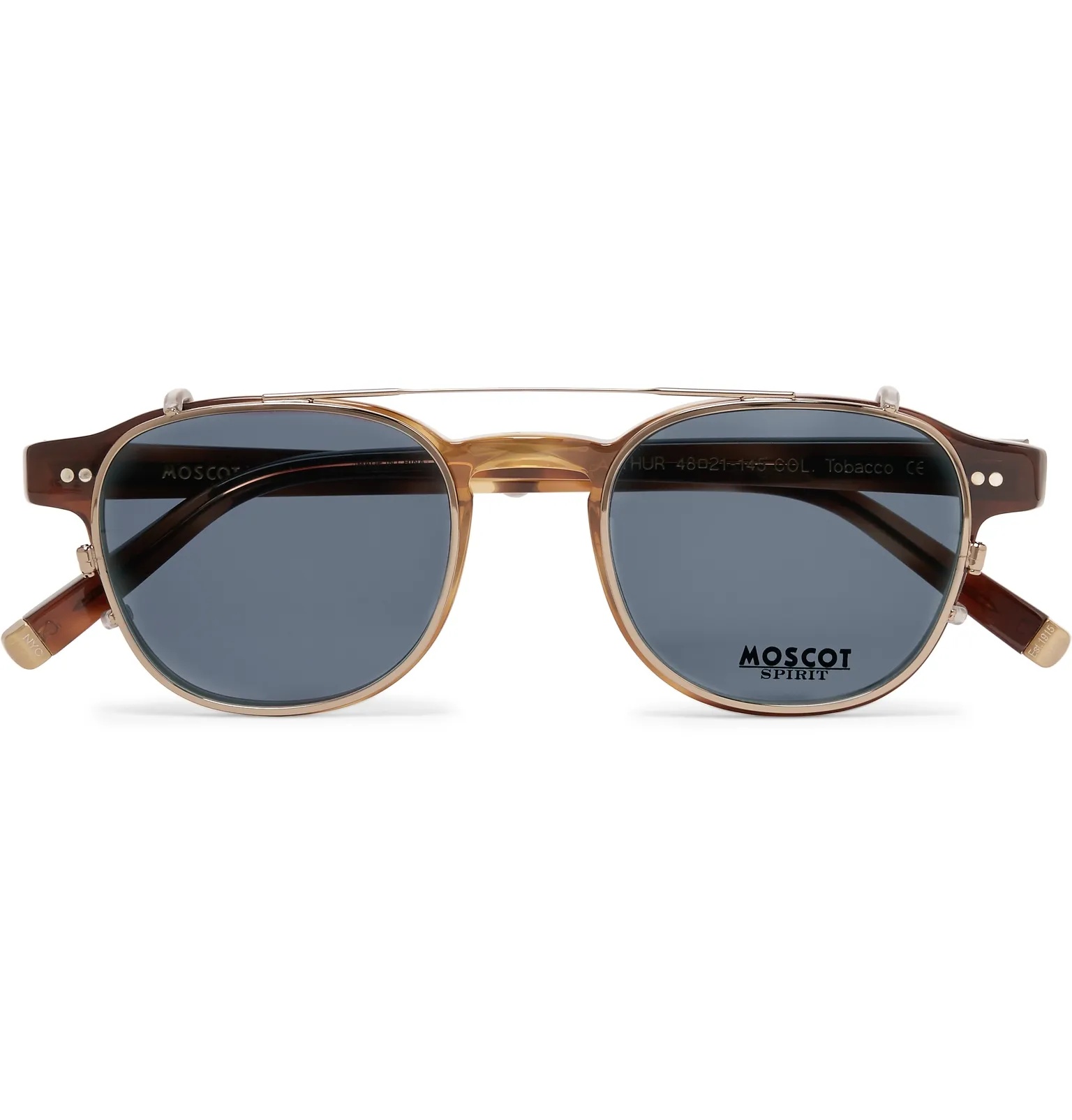 Arthur Round-Frame Tortoiseshell Acetate Optical Glasses with Clip-On UV Lenses - 1