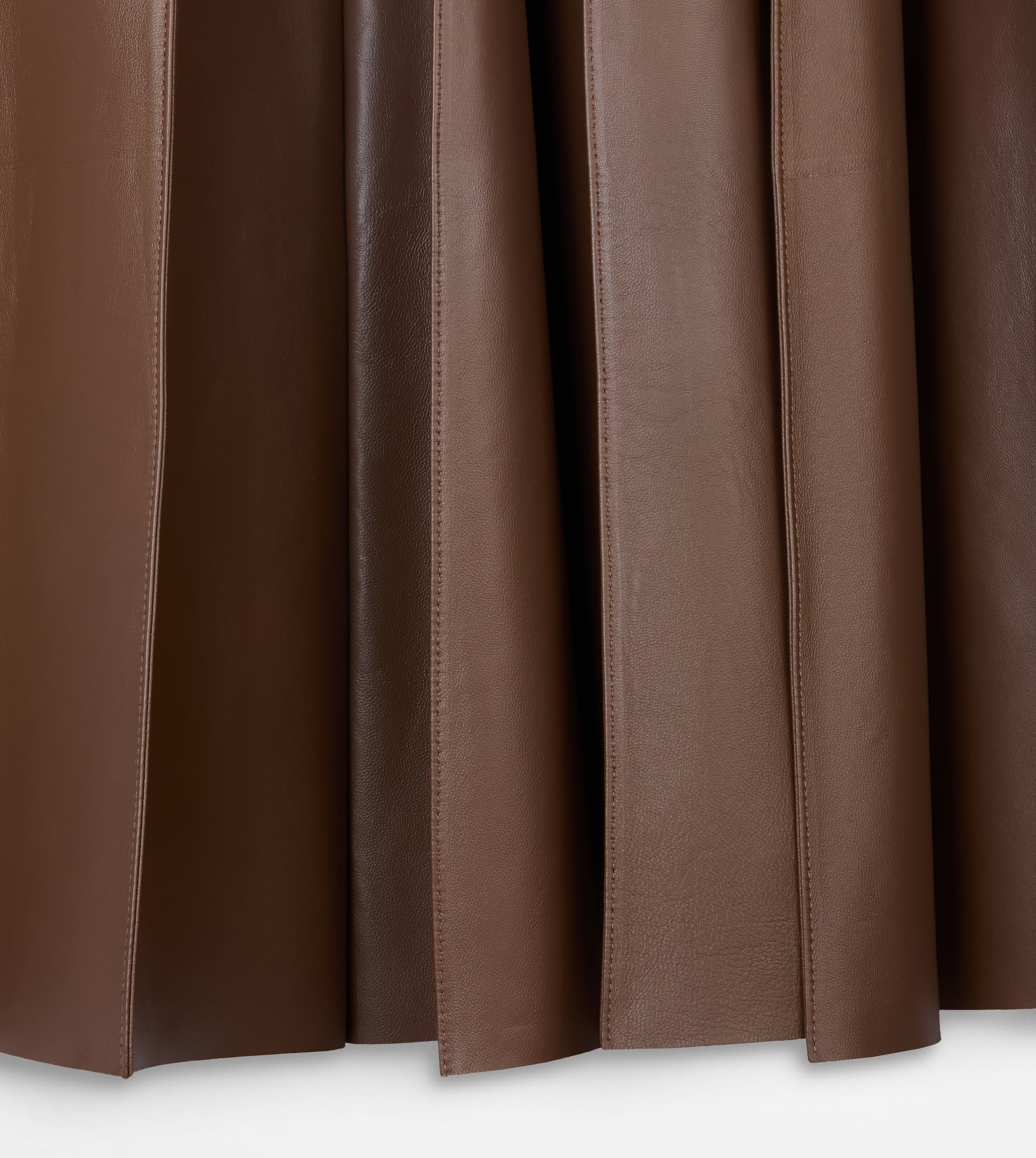 SKIRT IN PLEATED EFFECT LEATHER - BROWN - 8