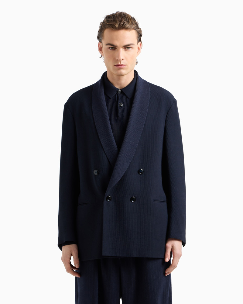GIORGIO ARMANI DOUBLE-BREASTED JACKET IN VIRGIN WOOL AND CANNETÉ VISCOSE outlook