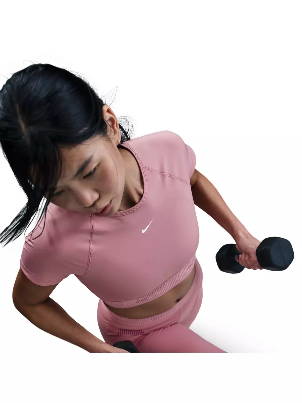 Women's Pro Dri-FIT Short-Sleeve Cropped Graphic Top-Pink - 3