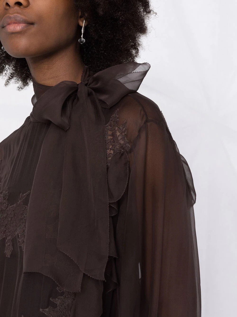 floral-lace silk blouse - 5