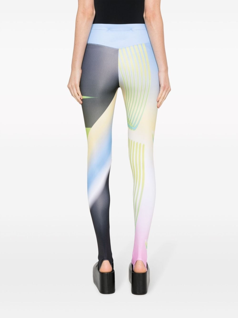 abstract-print stirrup-cuffs leggings - 4