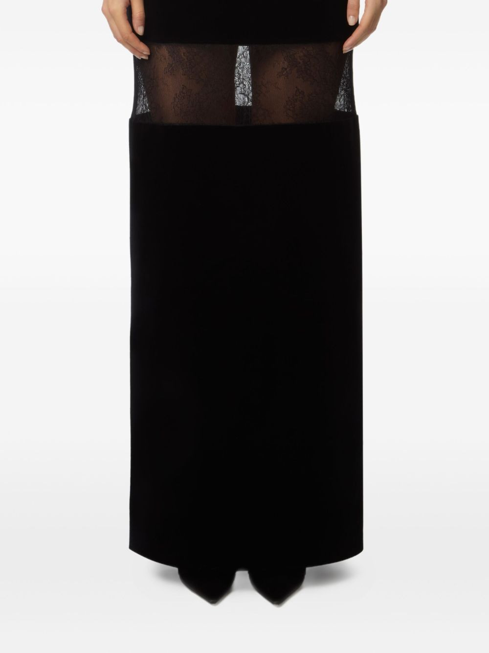 lace-embellished maxi skirt - 4