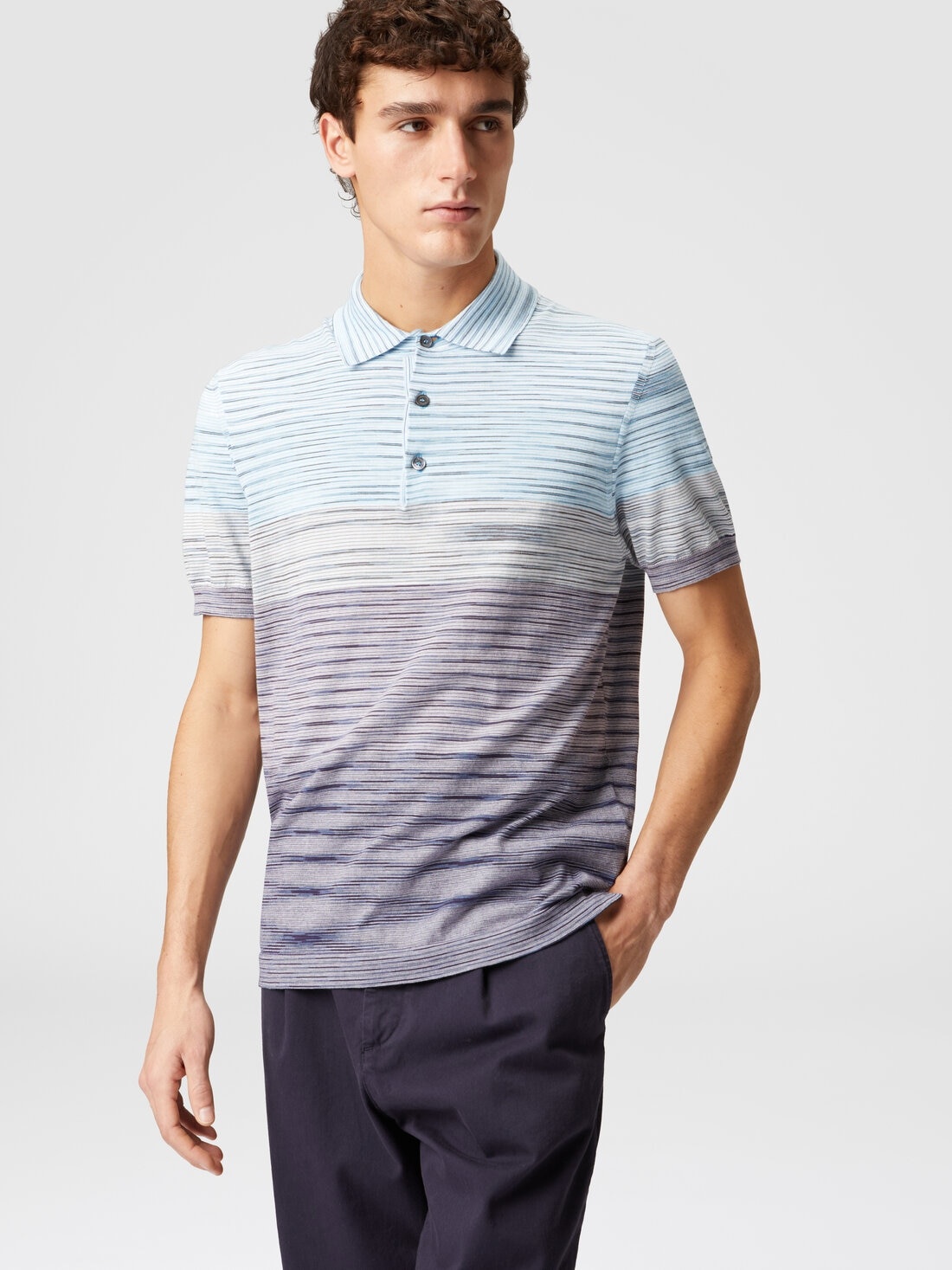 Dégradé slub cotton polo shirt - 4