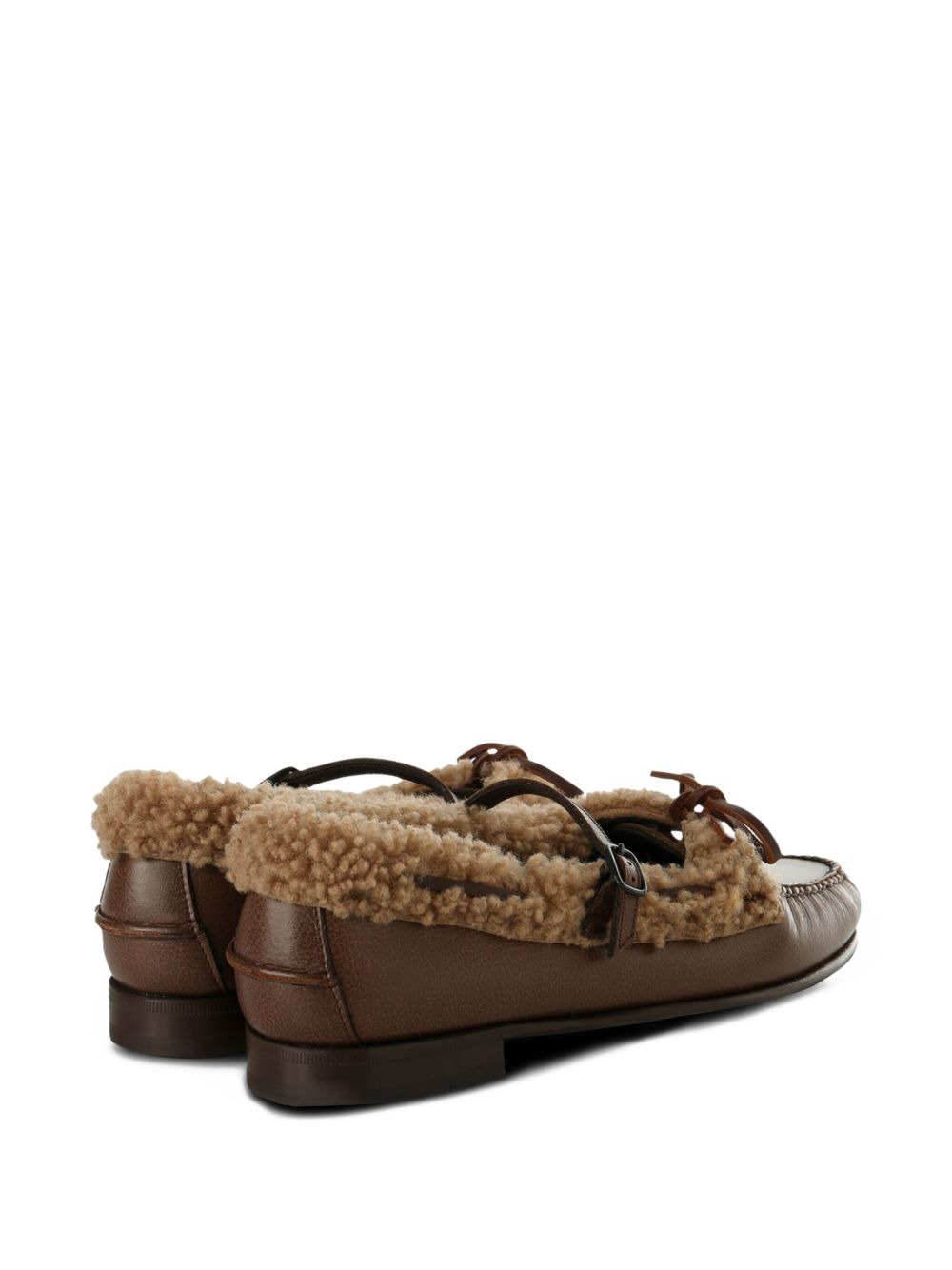 shearling-trimmed buckle loafers - 3