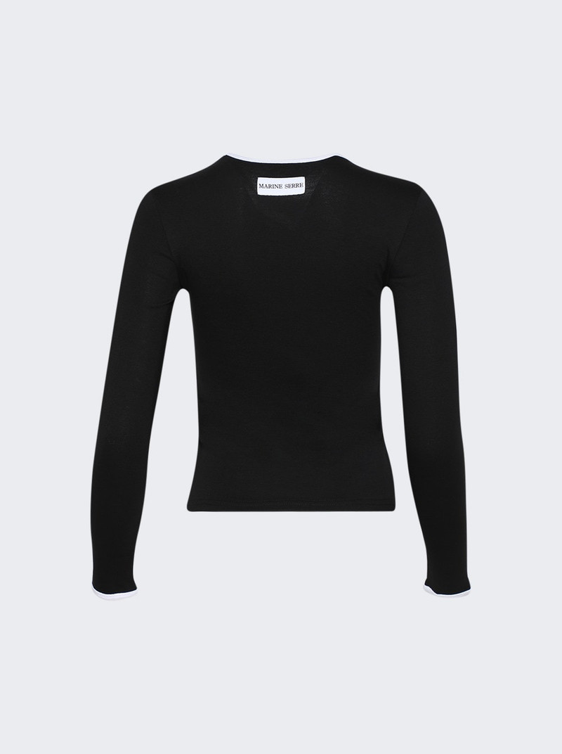 Marine Serre Moon Logo Bicolor Jersey Ls Tee Black And White outlook