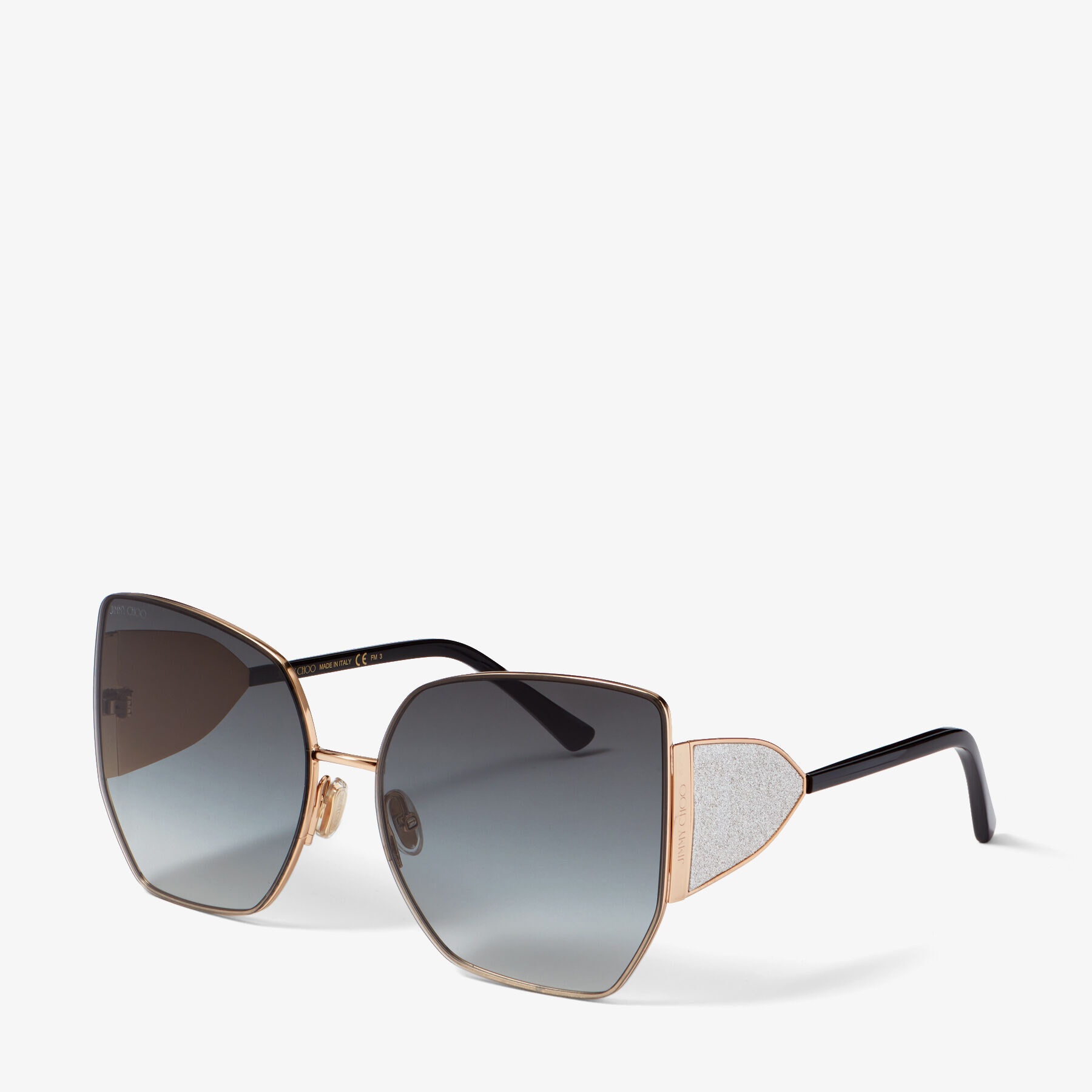 River
Rose Gold Oversized Sunglasses with Silver Glitter - 3