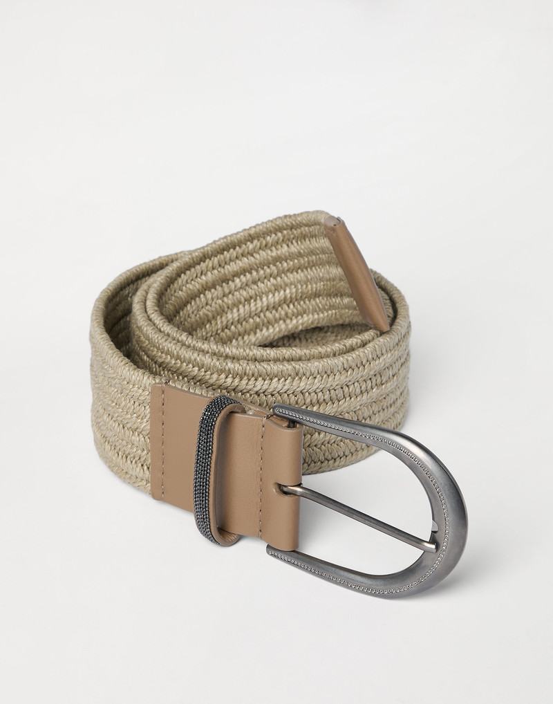 Brunello Cucinelli Braided linen belt with shiny loop outlook