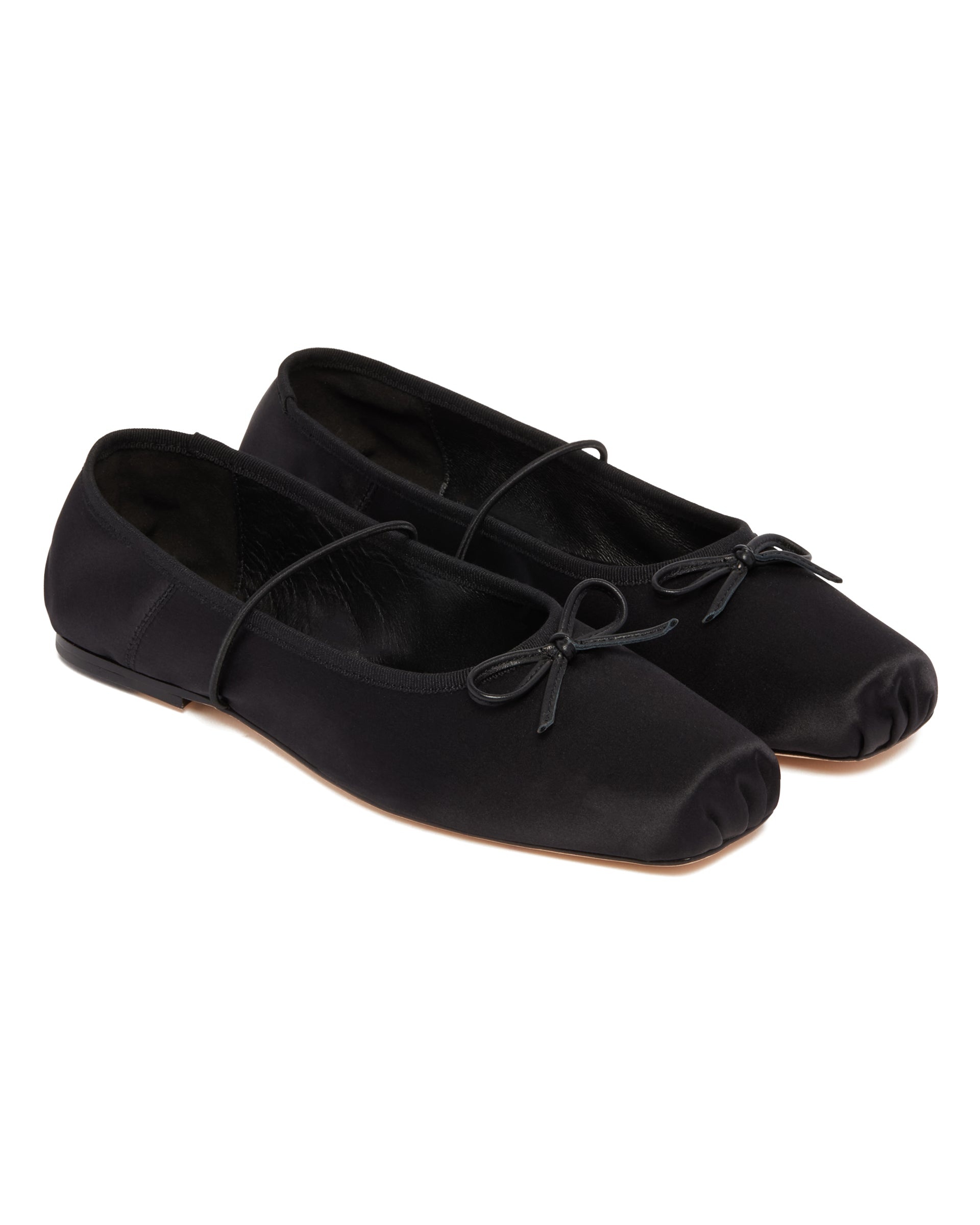 Black Satin Mignon Flats - 3
