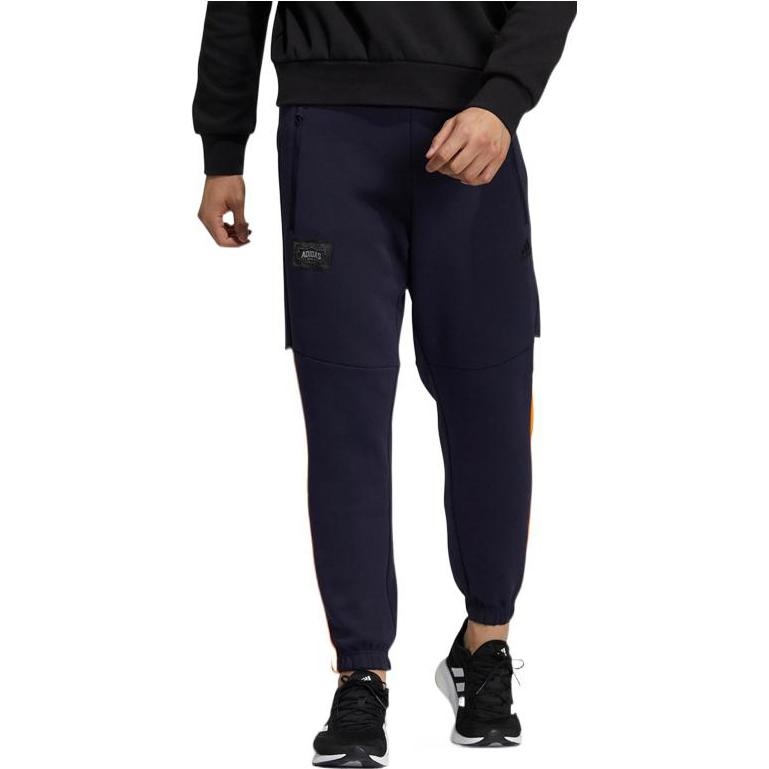 Men's adidas Printing Stripe Drawstring Zipper Side Bundle Feet Sports Pants/Trousers/Joggers Blue H - 2