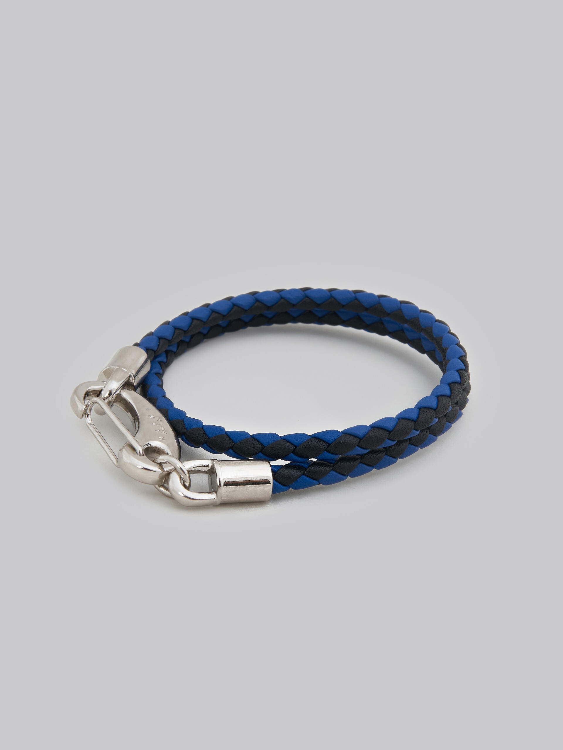BLUE AND BLACK WOVEN LEATHER BRACELET - 3