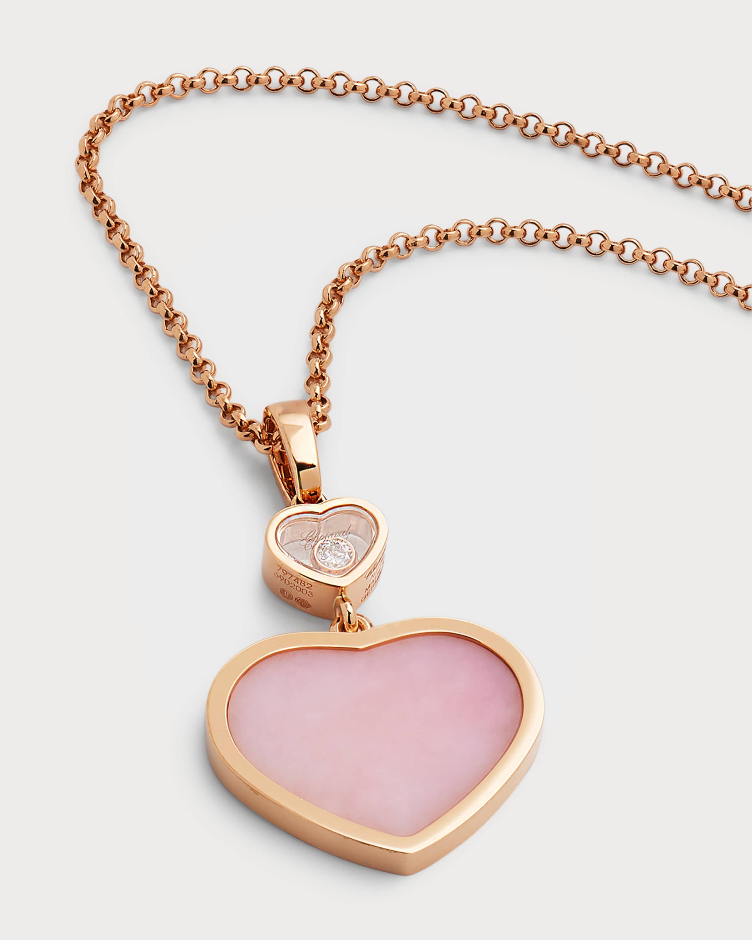 Happy Hearts 18K Rose Gold Pink Opal & Diamond Pendant Necklace - 4