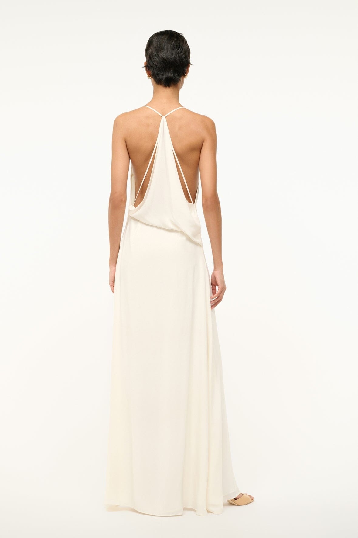 STAUD MACHU SILK DRESS IVORY - 3
