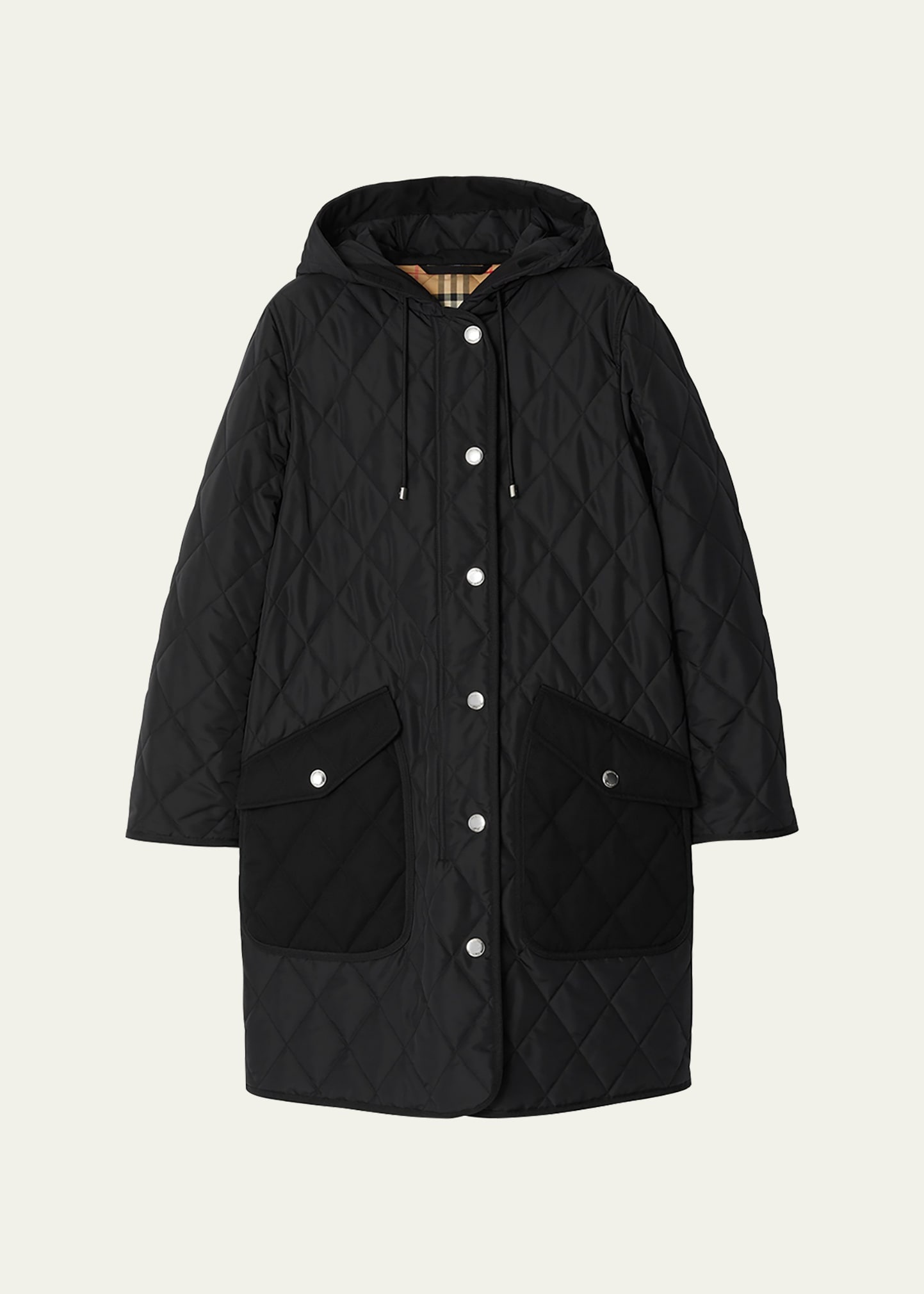 Roxby Quilted Top Coat with Hood - 1