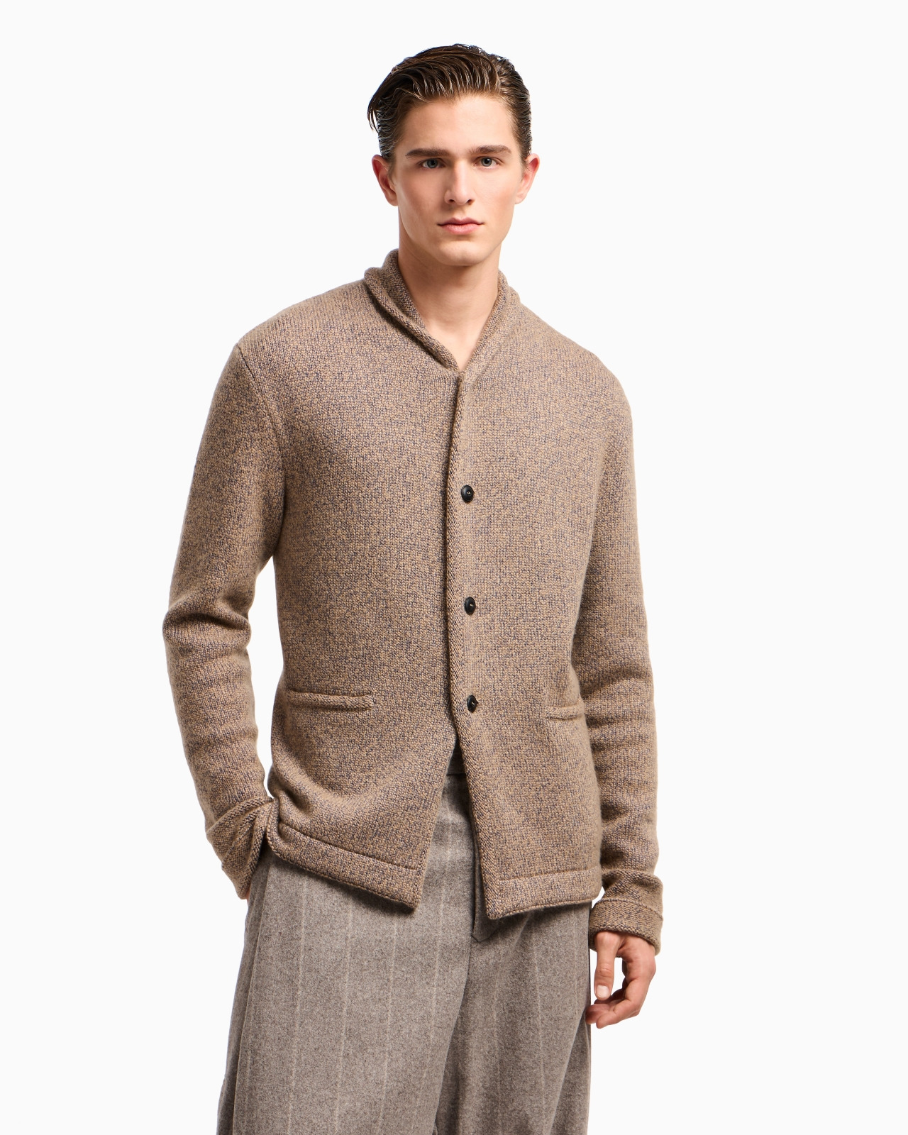 CARDIGAN JACKET IN KNIT CASHMERE AND COTTON - 4