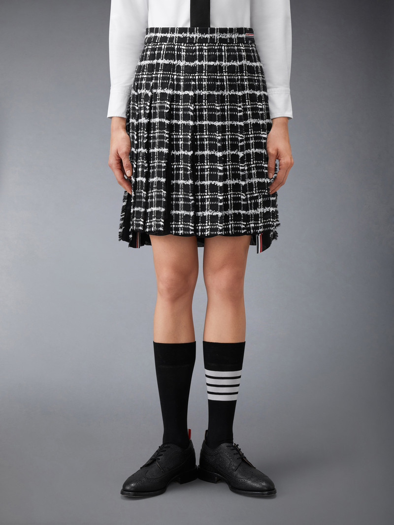 Thom Browne RIBBON TWEED PLEATED SKIRT WITH FRAY EDGE outlook