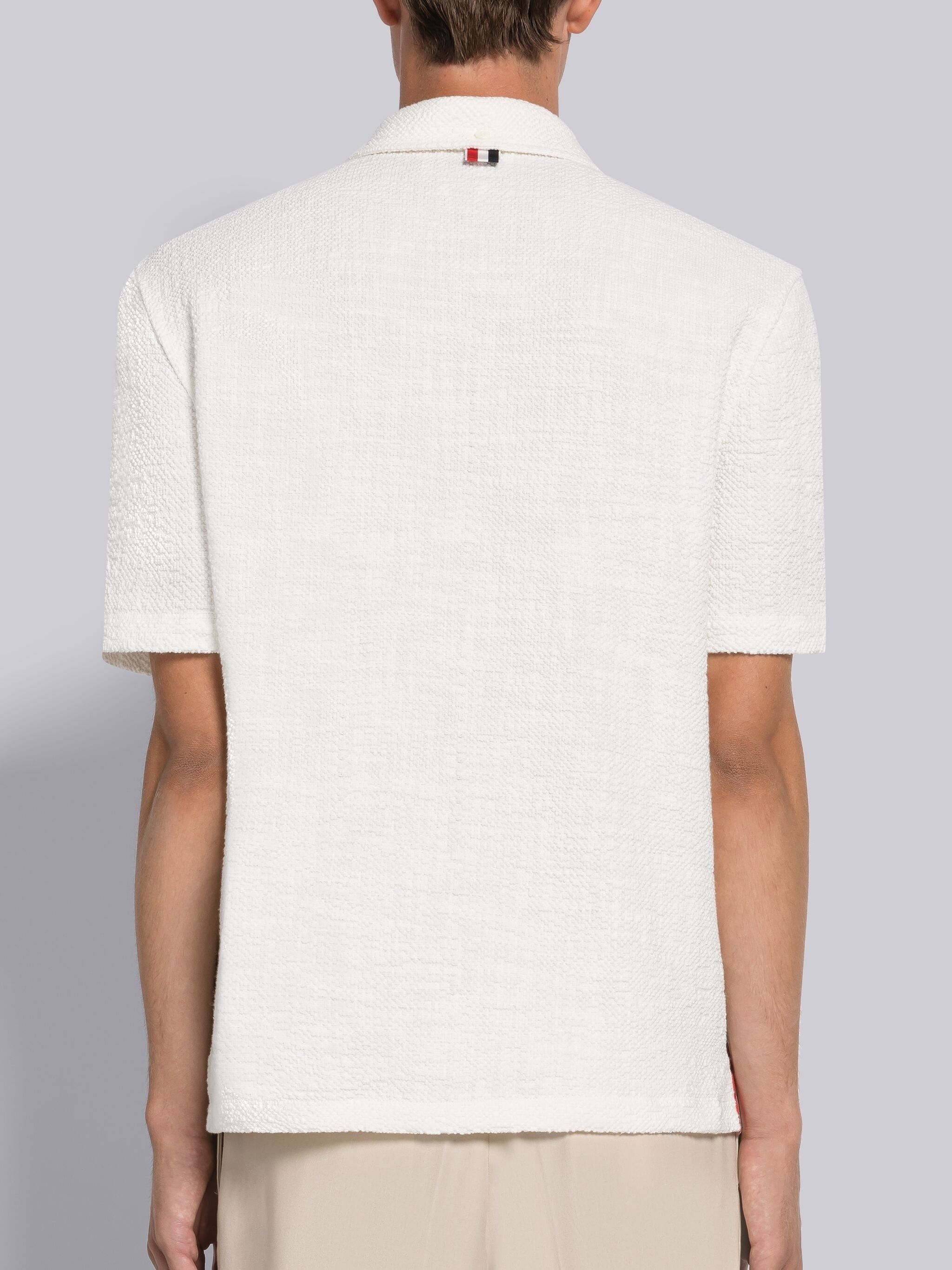 Solid Cotton Tweed Short Sleeve Shirt - 3