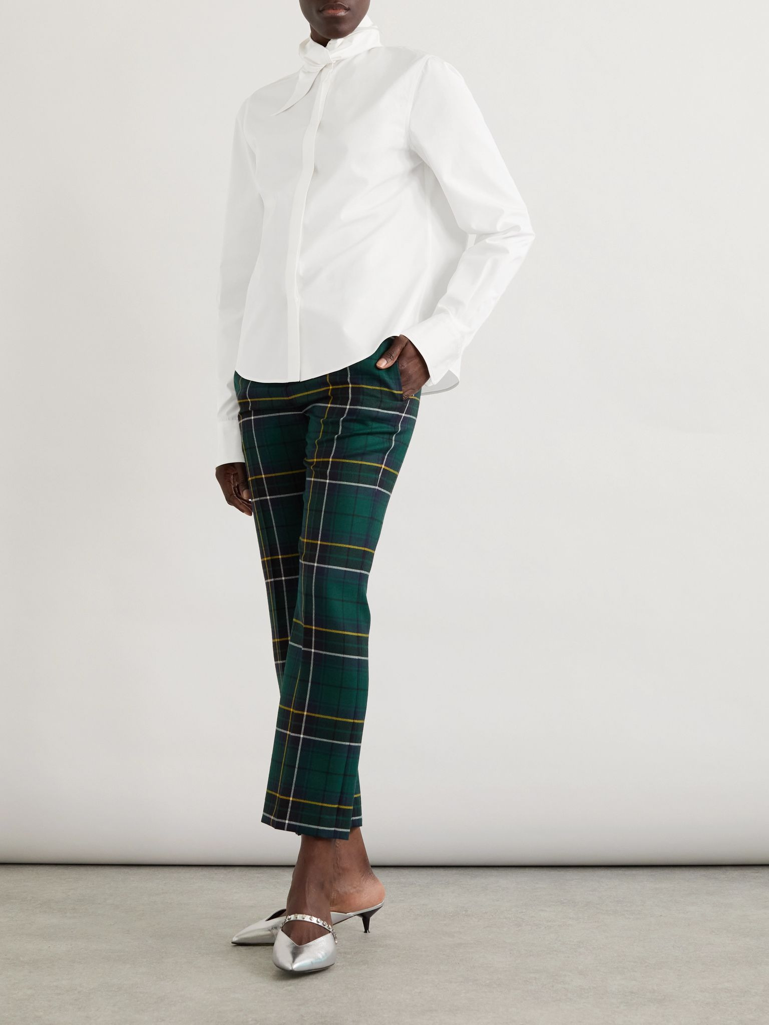 Tie-neck cotton-poplin shirt White - 2