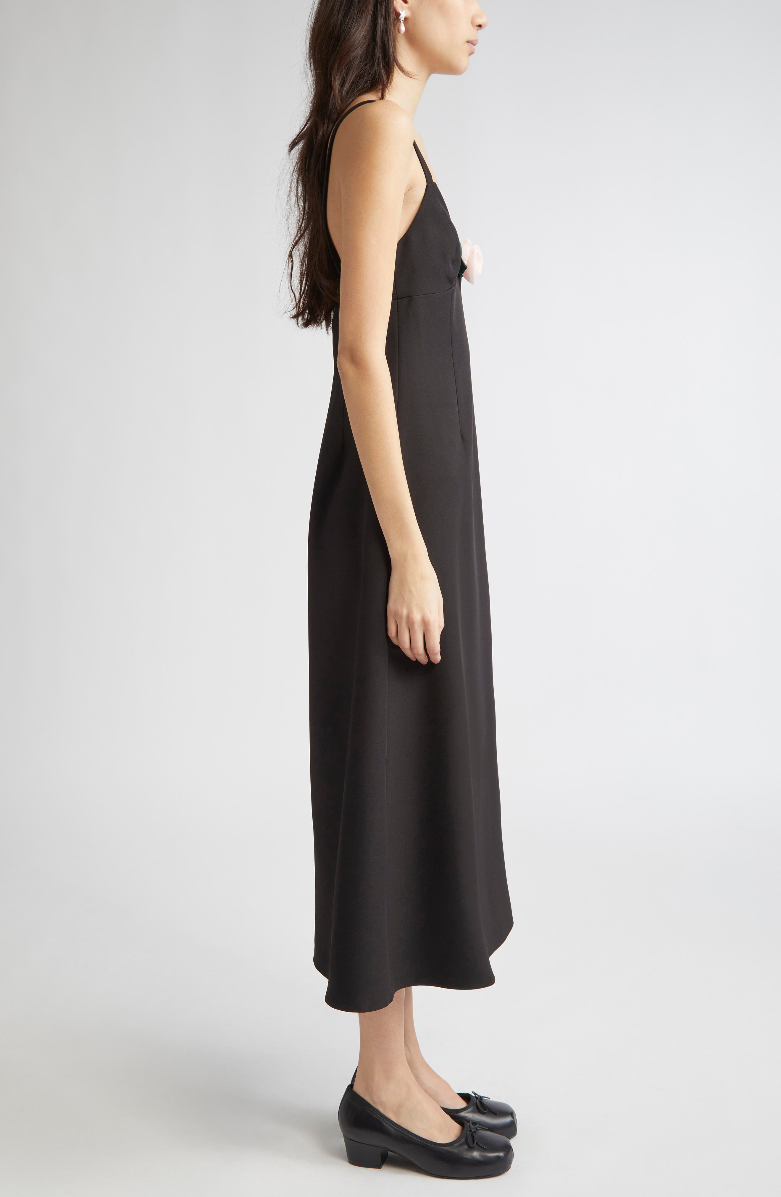 Sandy Liang Pilton Rosette Midi Dress in Black at Nordstrom - 3