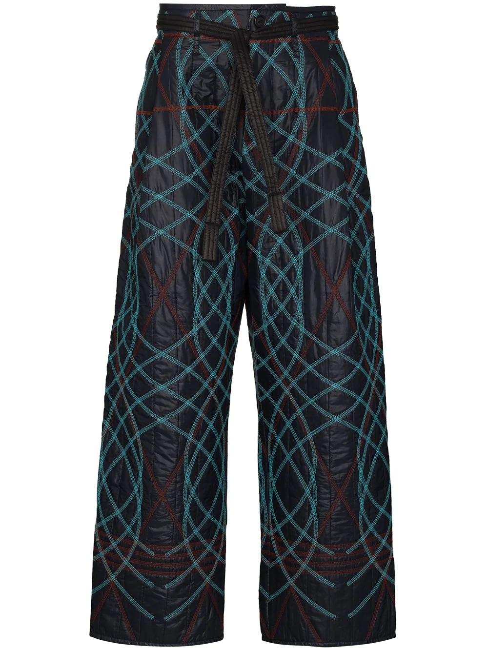 geometric embroidered trousers - 1