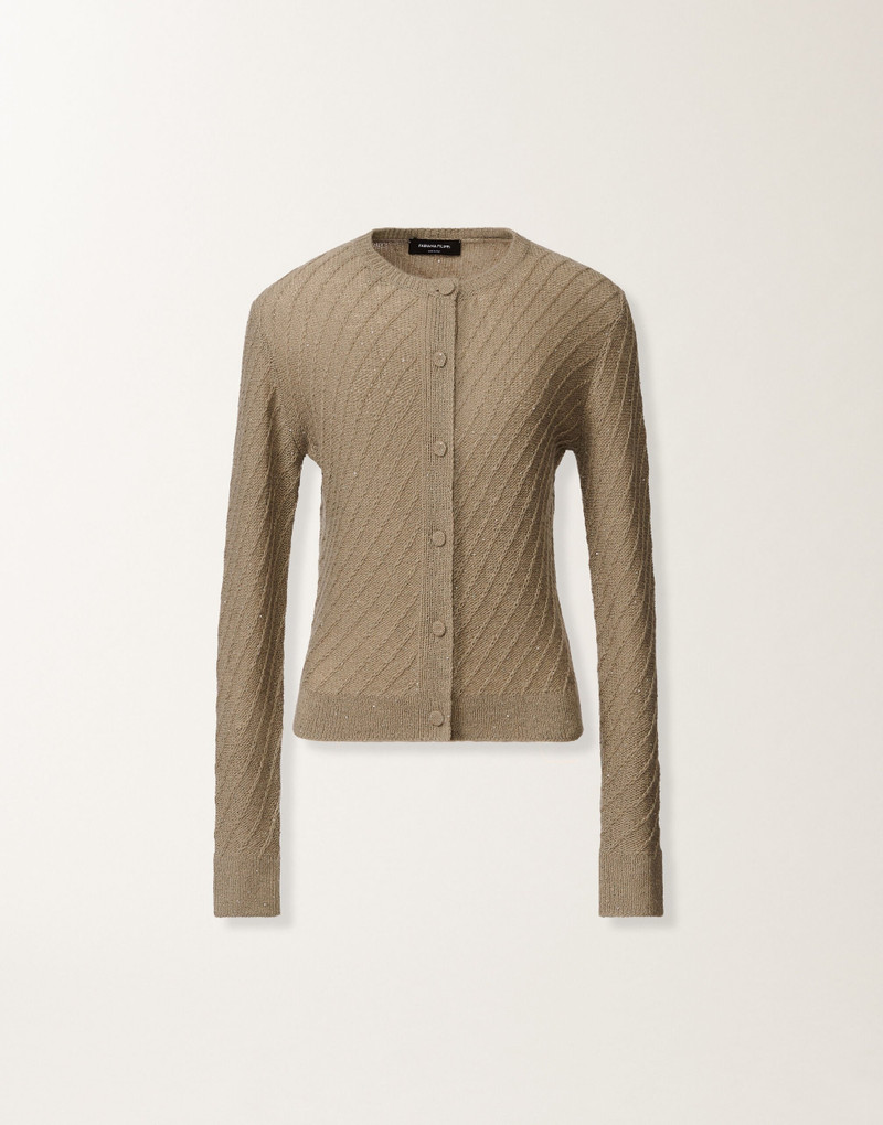 Wool and silk cardigan with sequins 1