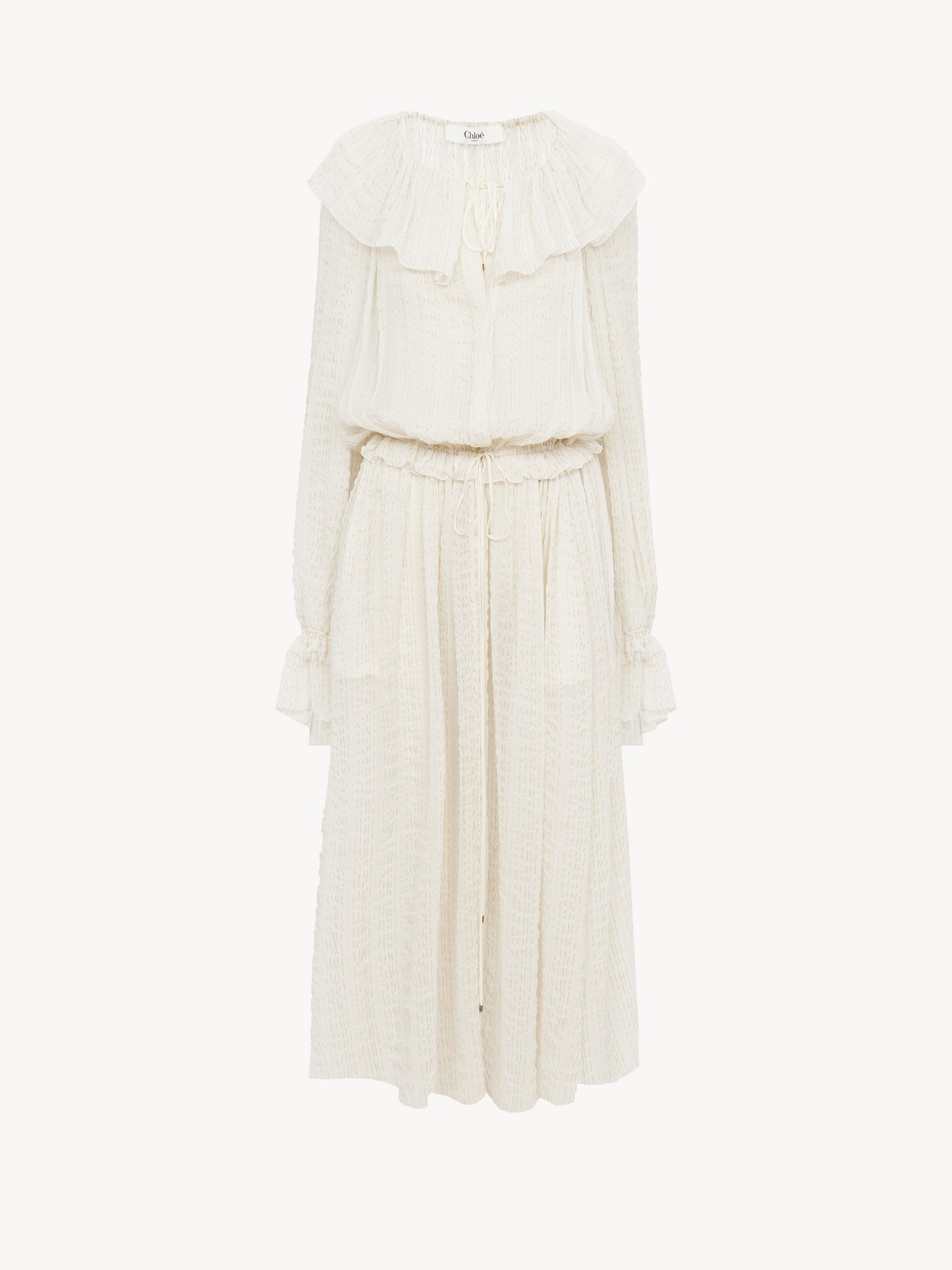 GATHERED LONG DRESS IN SILK CRÊPON - 2