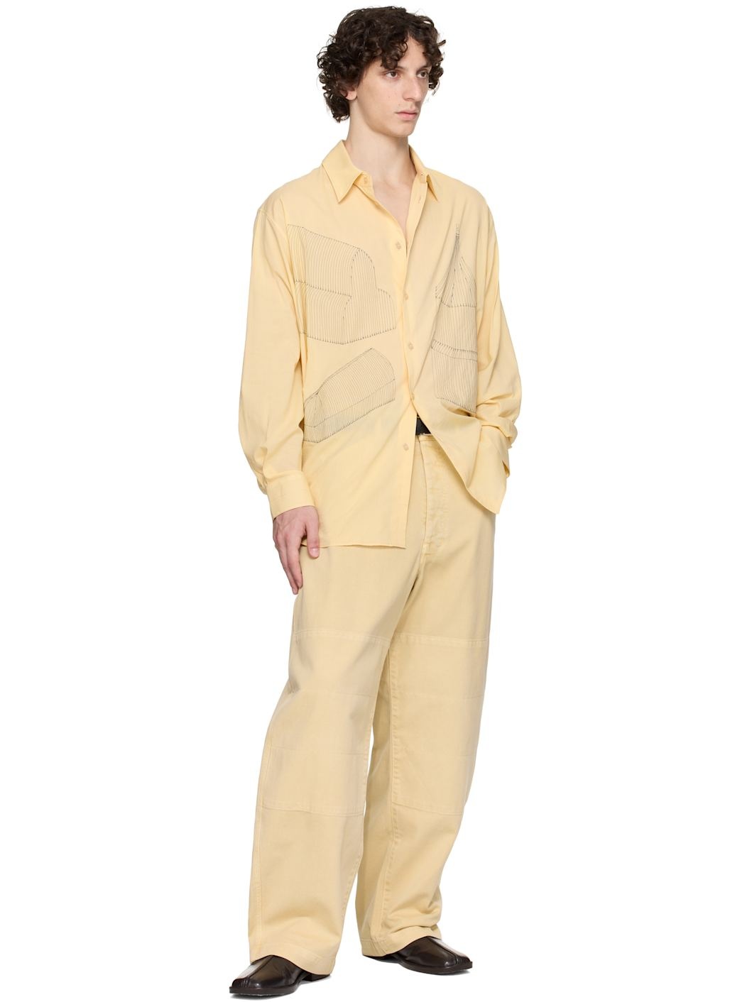 Beige Big Work Jeans - 4