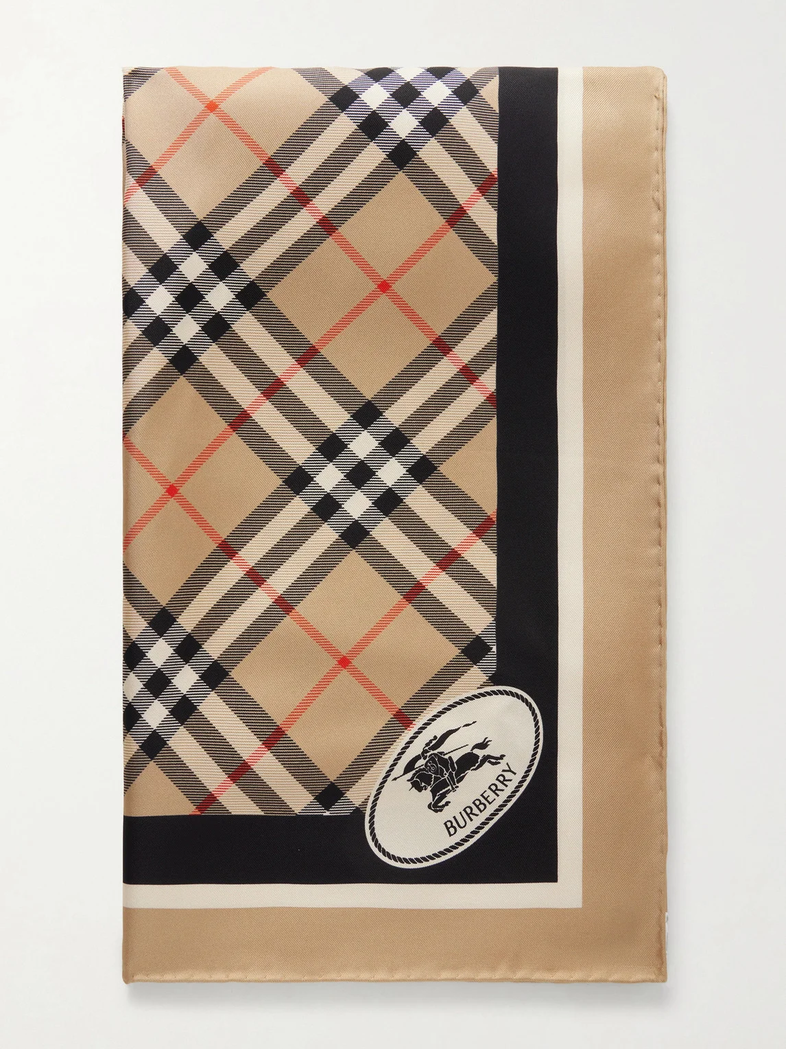 Logo-Print Checked Silk-Twill Scarf - 1