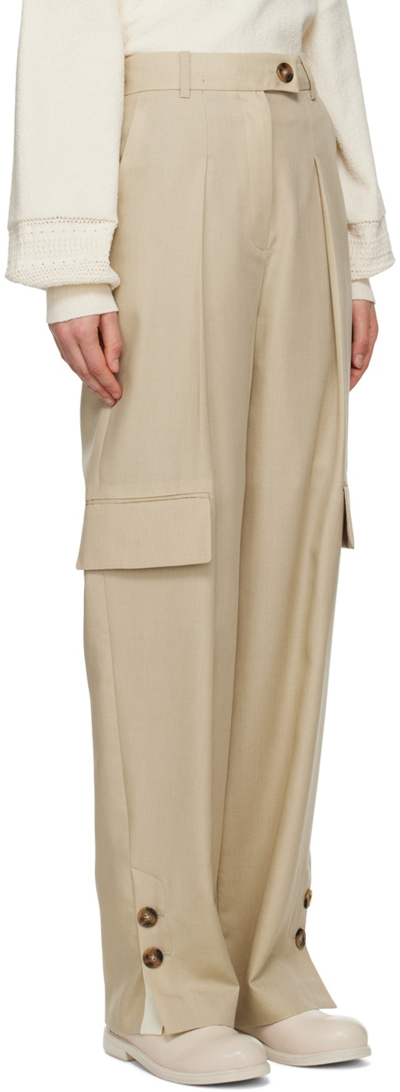 JKOO Beige Pleated Trousers outlook
