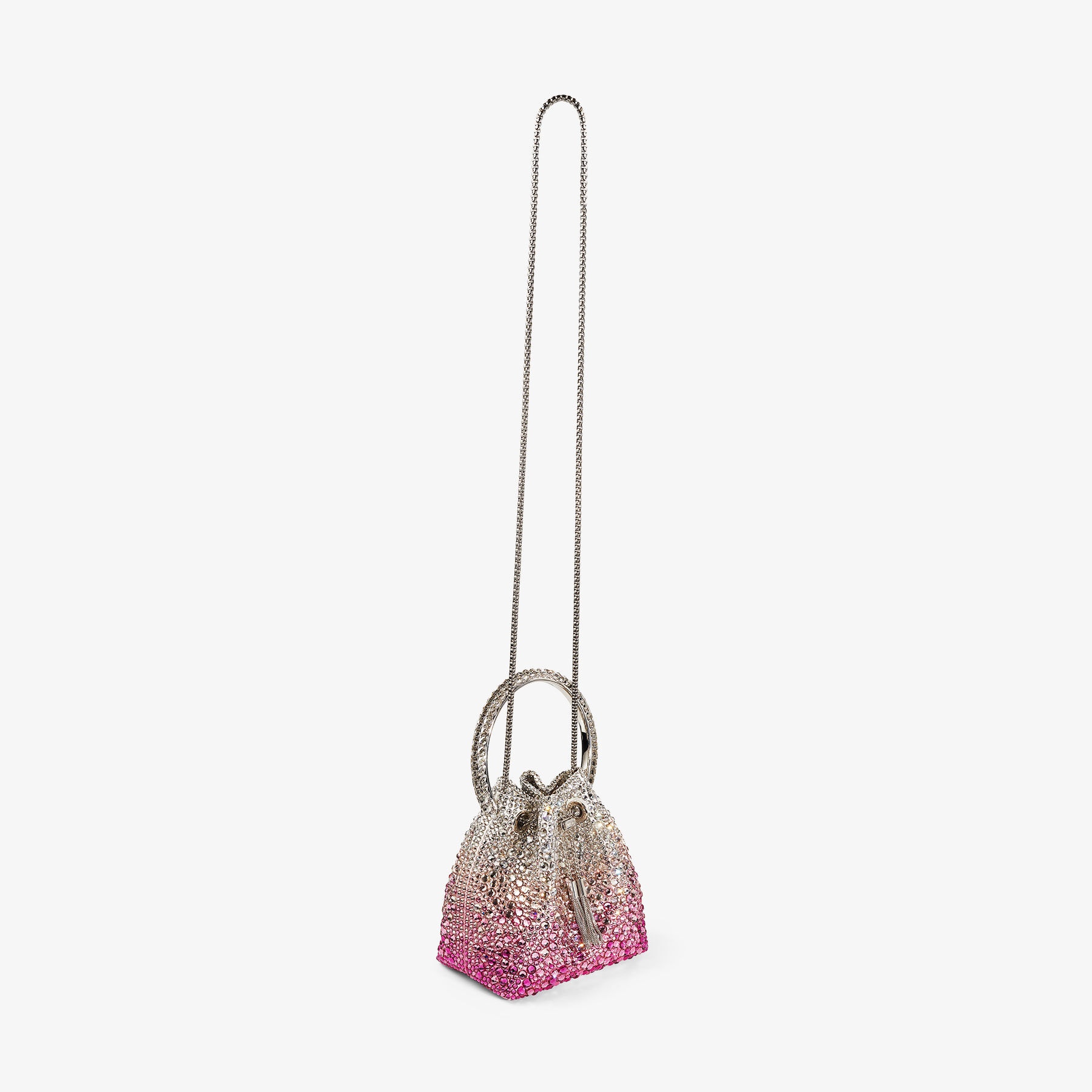 Bon Bon
Candy Pink and Silver Satin Bag with Swarovski Crystals - 5