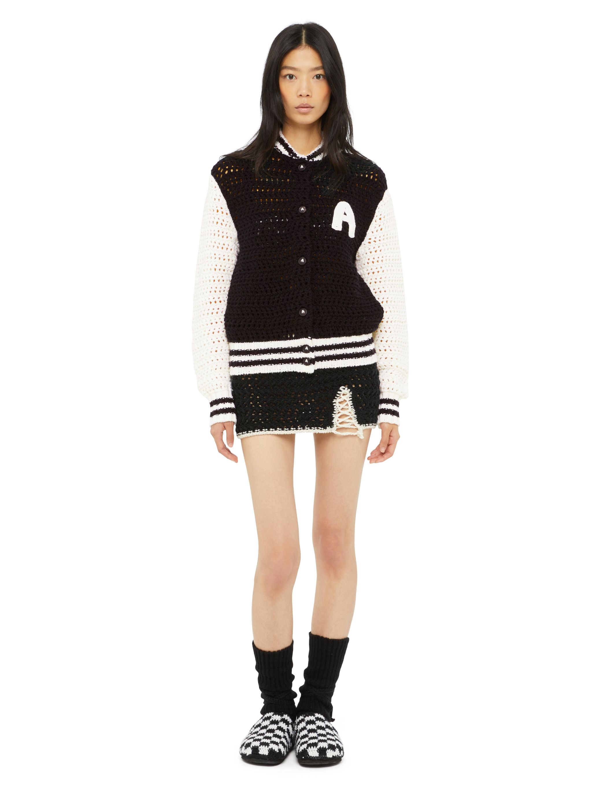 B & W Crochet Bomber Jacket - 4