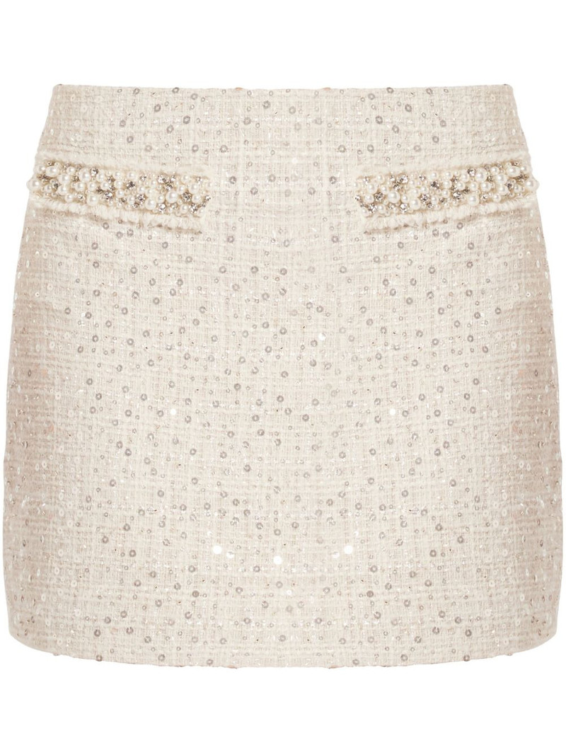 faux-pearl embellished mini skirt 1