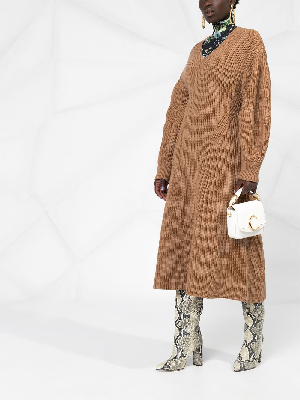 v-neck jumper dress - 4