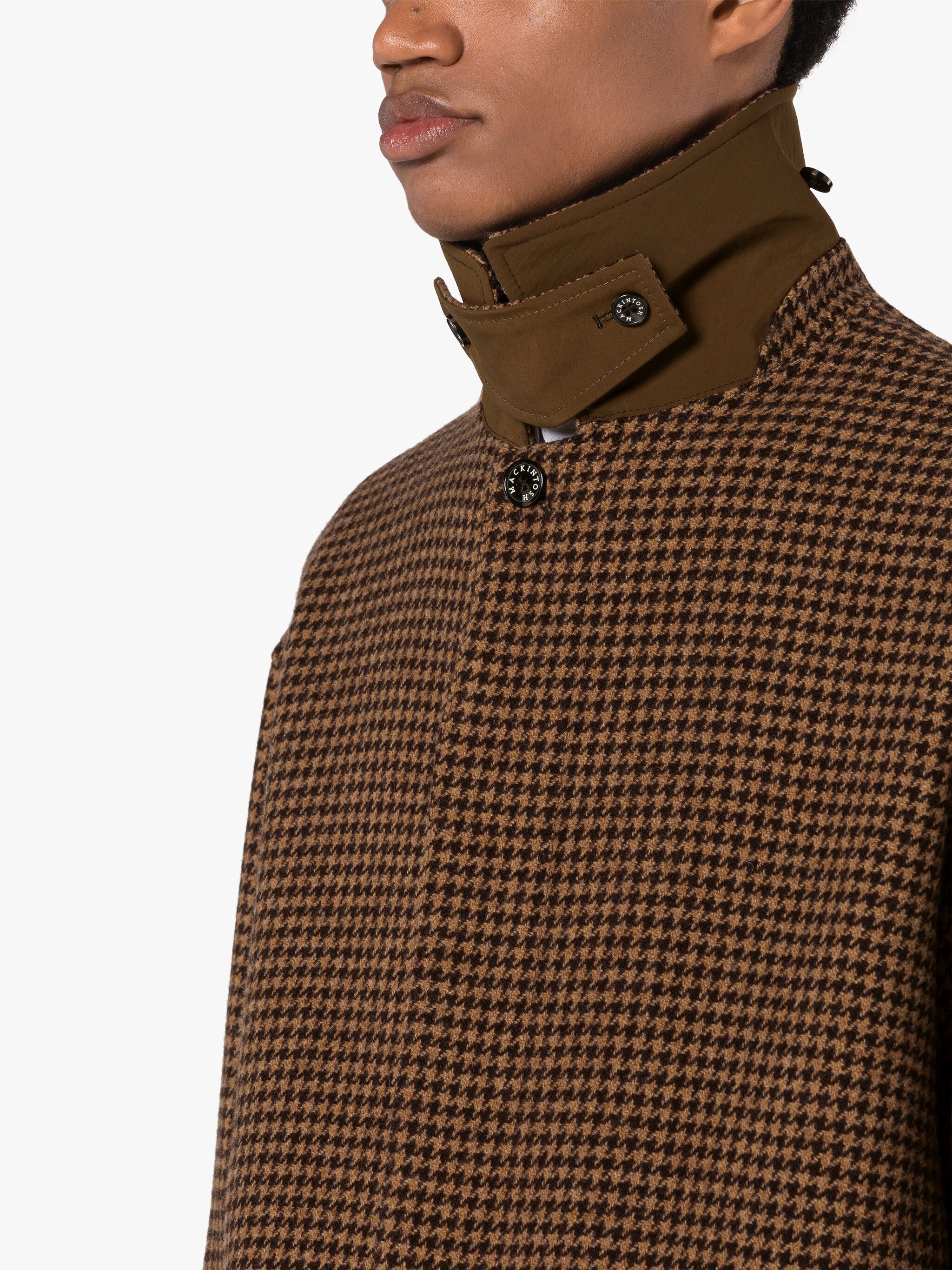 SOHO BROWN HOUNDSTOOTH WOOL OVERCOAT - 5