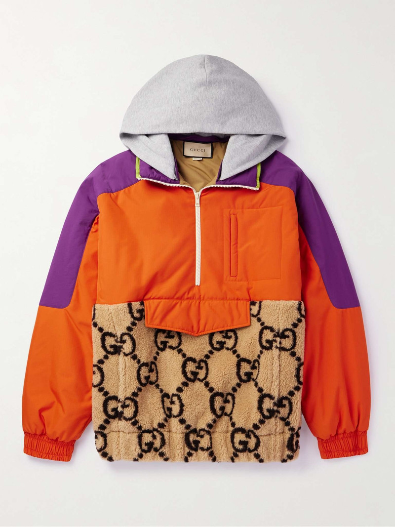 GUCCI Fleece- and Jersey-Trimmed Shell Half-Zip Jacket