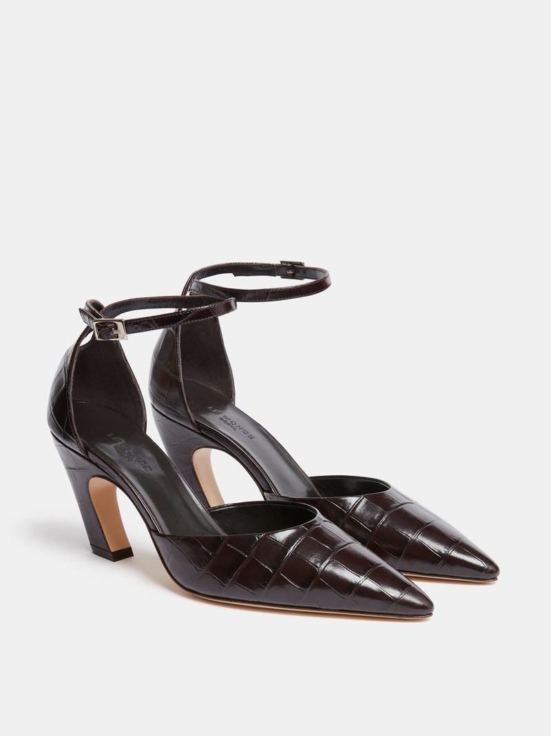 LE MONDE BÉRYL Victoria Pump / Coco Brown Leather Croc Effect outlook