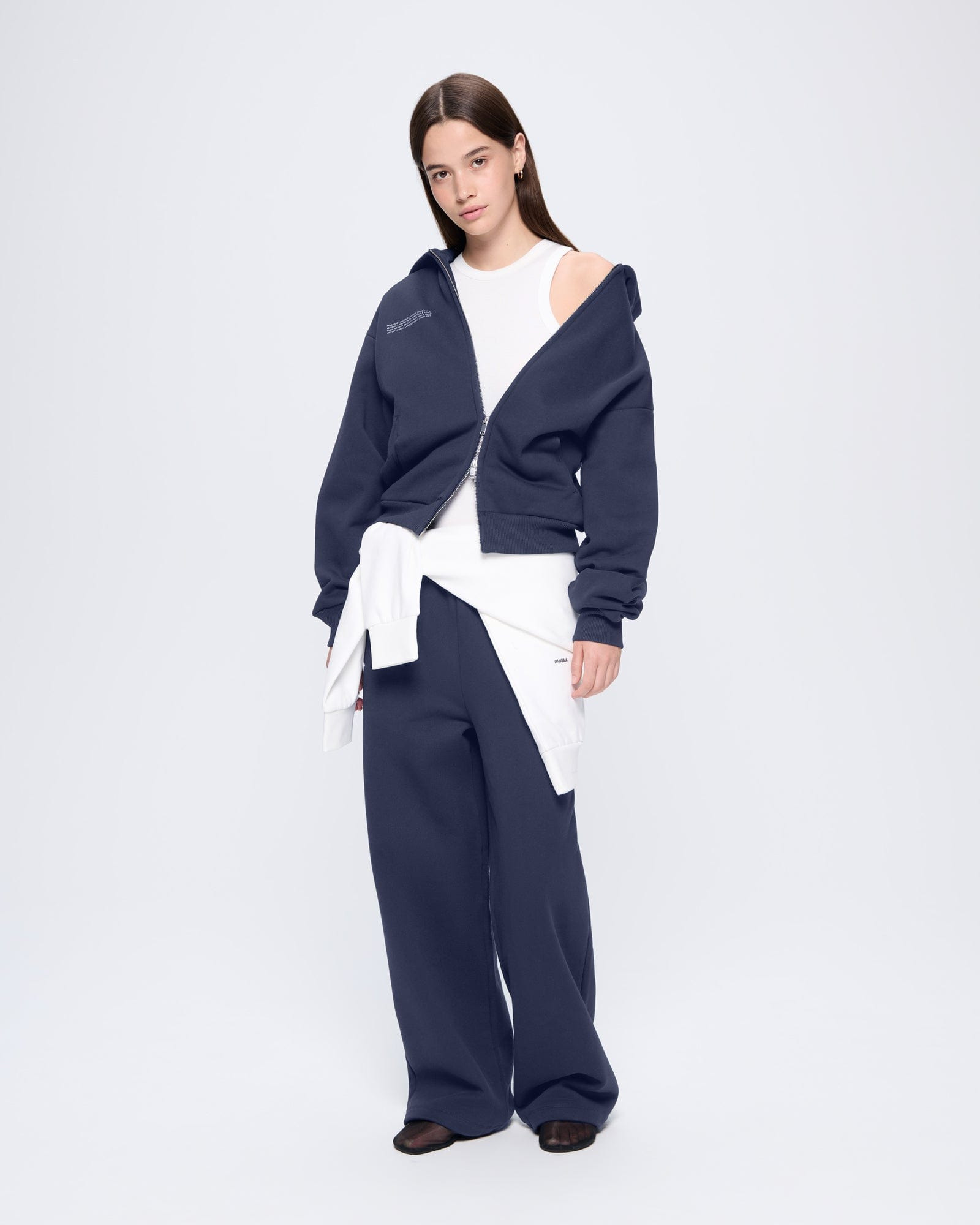Womens 365 Heavyweight Two-Way Zip-Through Hoodie - Navy - 3