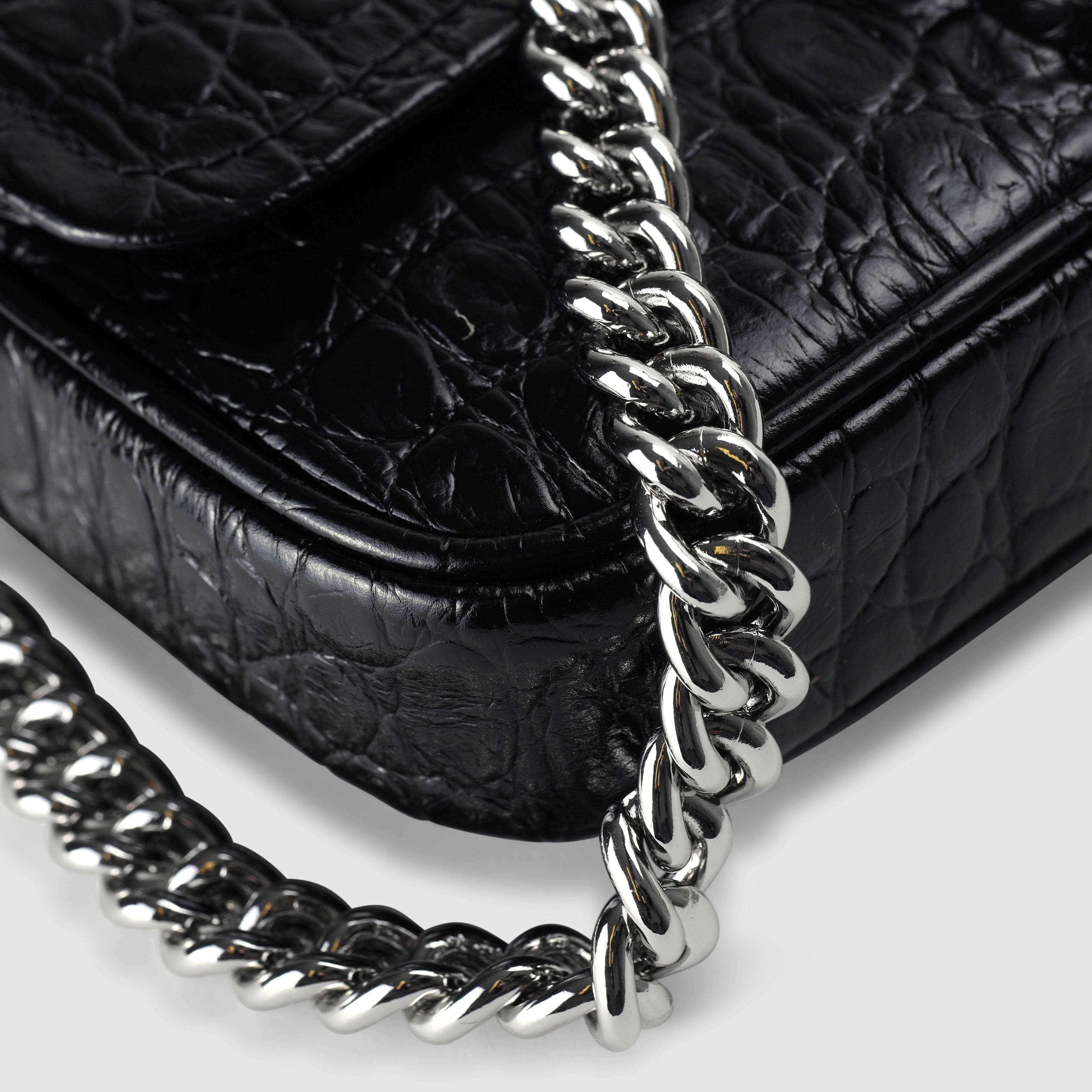 Marc Jacobs Women's Croc Embossed J Marc Mini Black Shoulder Bag - 5