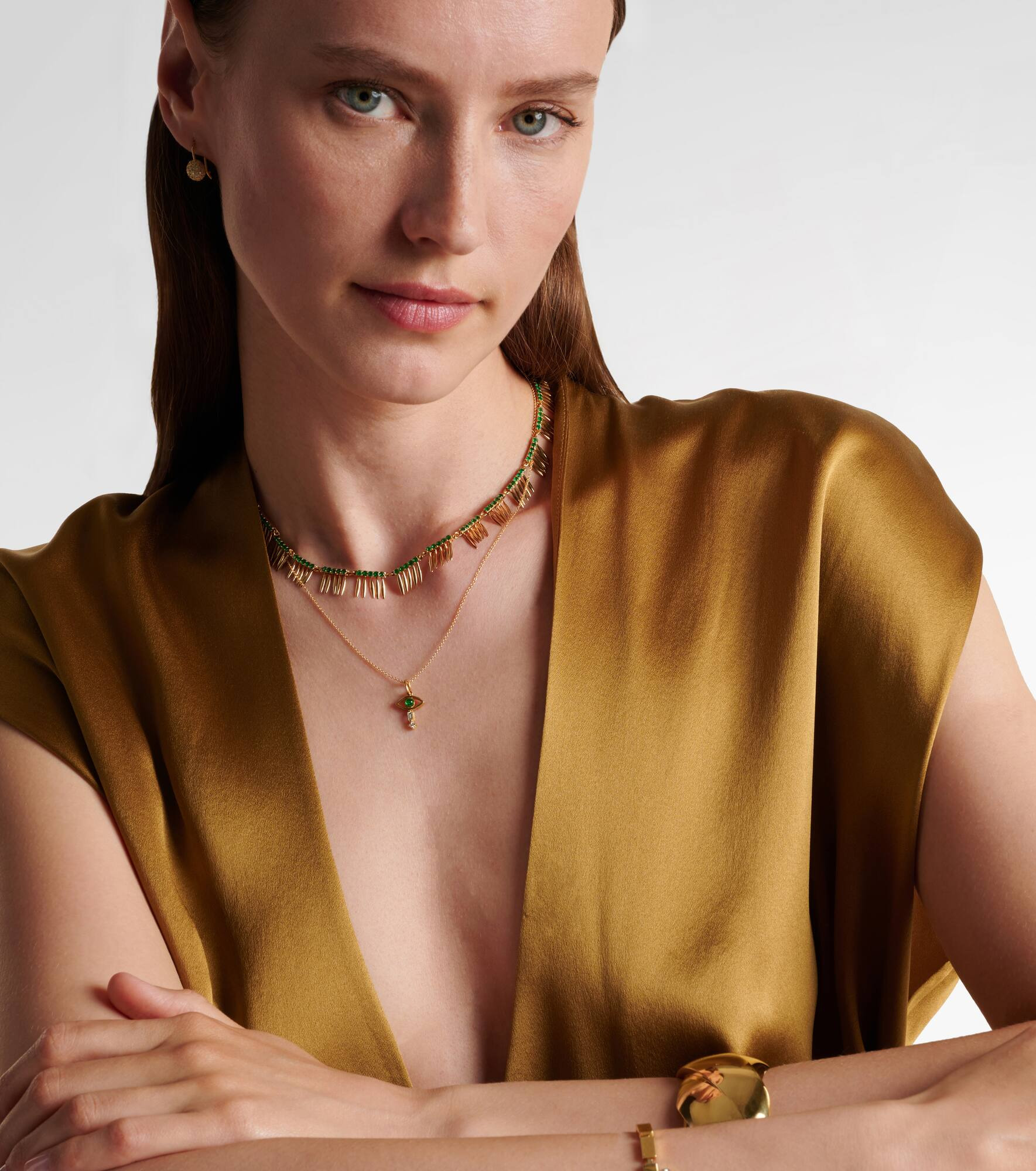 Grass Sunny 18kt gold necklace with emeralds - 2